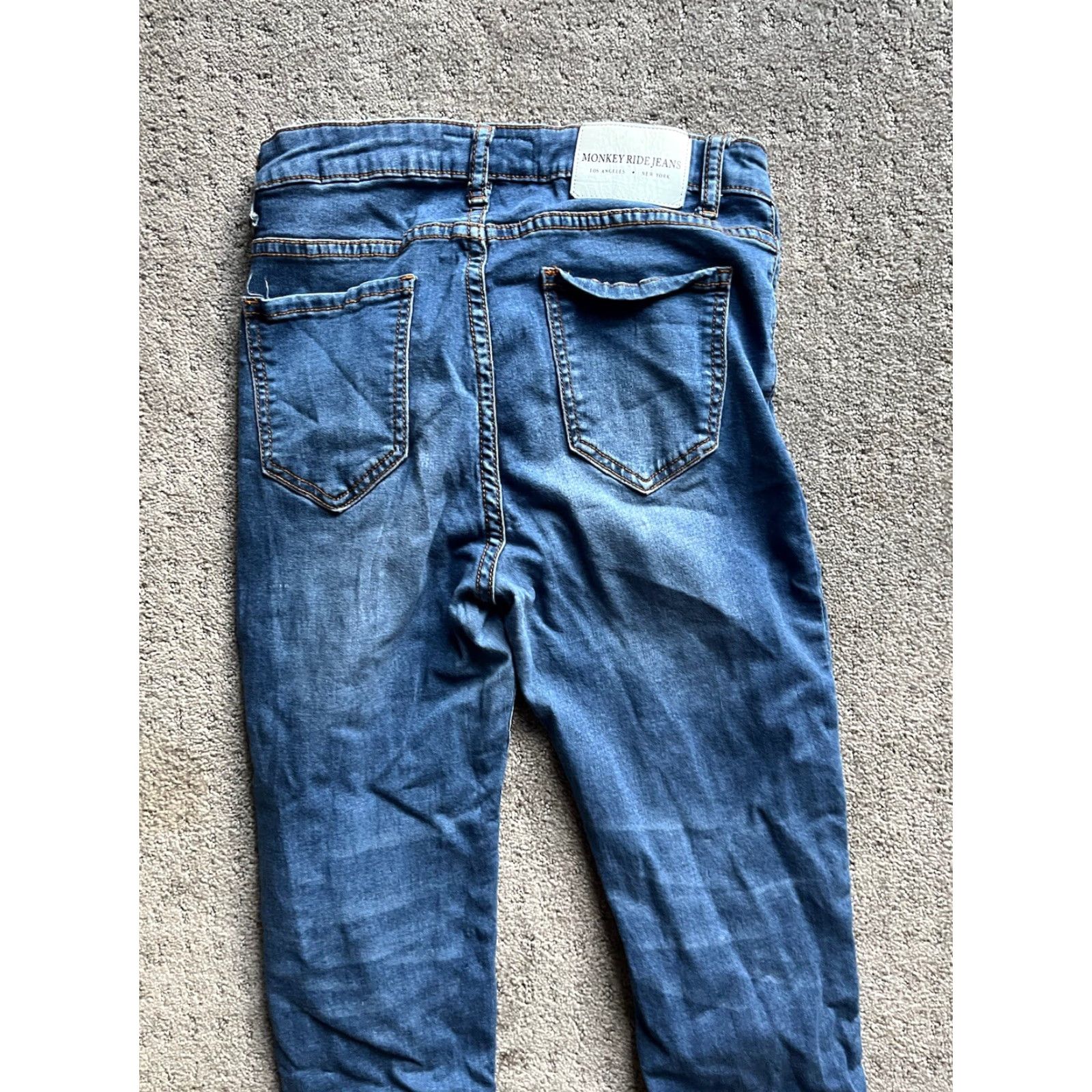 Vintage Monkey Ride Jeans Jeans Super Skinny Mid Rise Women Juniors Size 9/29 Blue 5-Pocket Denim Dark Stretch Logo Size 30" / US 8 / IT 44 - 2 Thumbnail