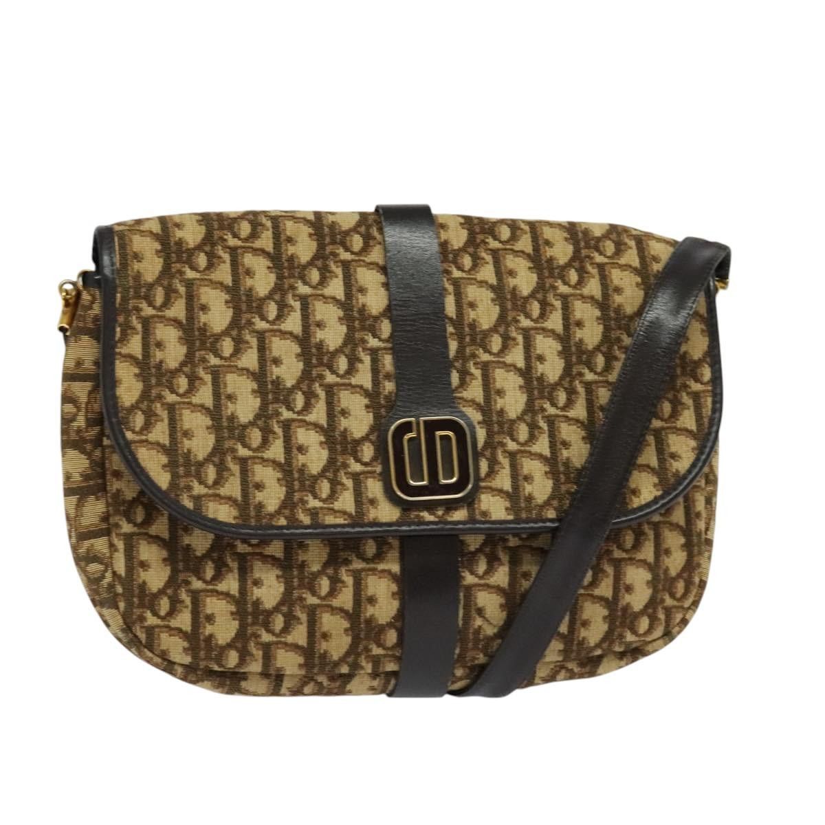 Dior DIOR Trotter Canvas Shoulder Bag Brown Gold Size ONE SIZE - 1 Thumbnail