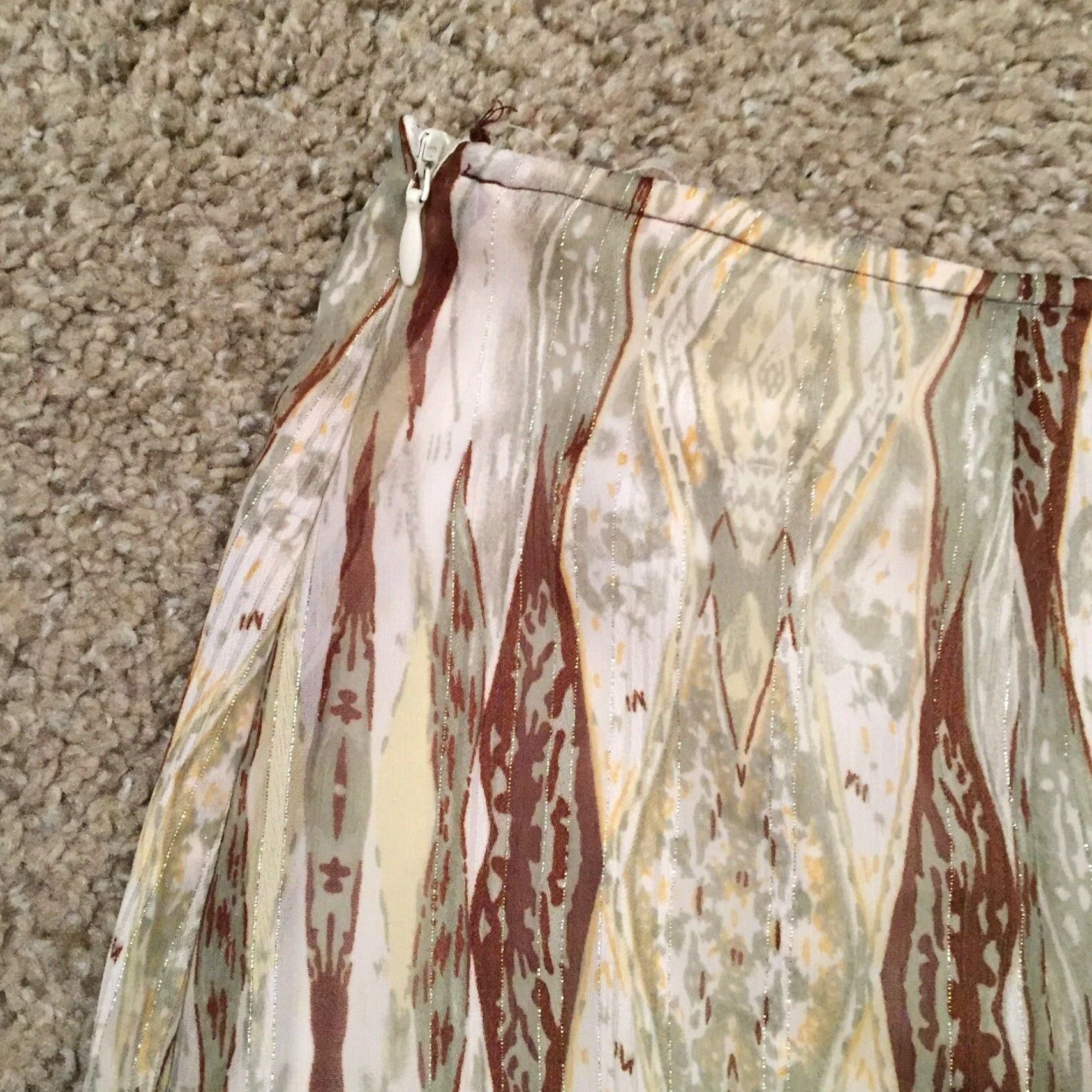 Vintage Dressbarn Skirt A-Line Midi Lined Brown Geometric Polyester Dressbarn Women Adult Regular Size L Size 36" / US 14 / IT 50 - 7 Thumbnail