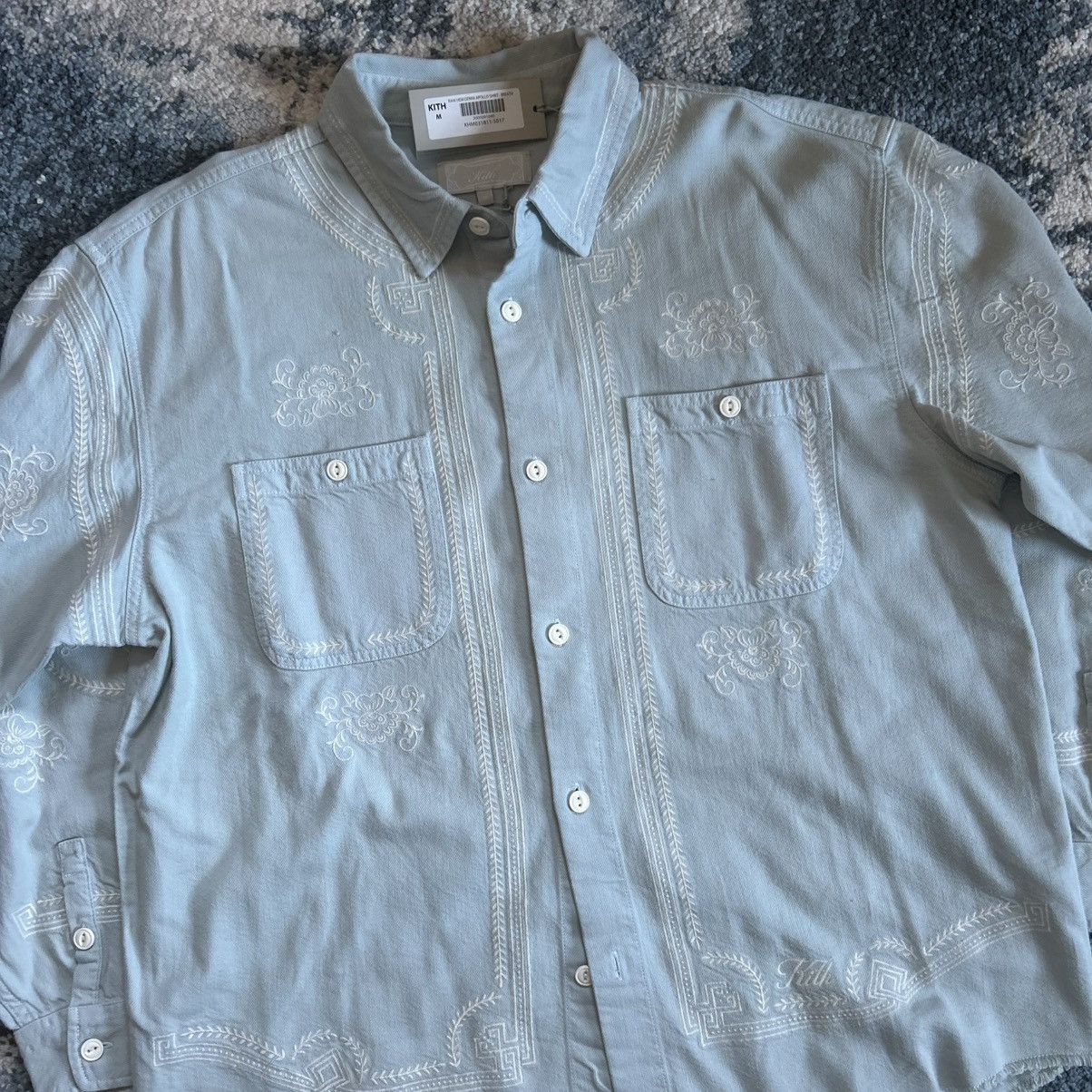 Kith SPRiNG 2024 RAW HEM DENiM APOLLO SHiRT STONE WASH EMBROiDERY Size US M / EU 48-50 / 2 - 22 Thumbnail
