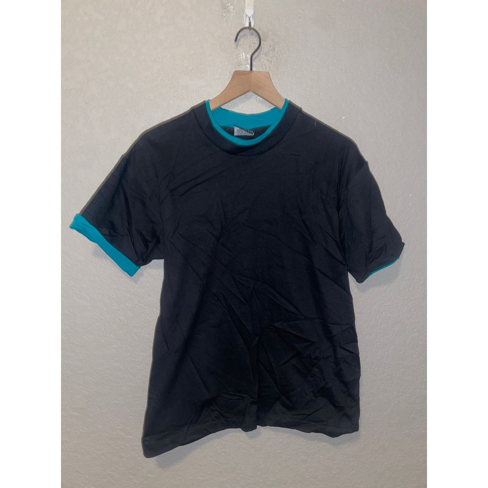 Vintage 90s Signal Sport Black Teal Double Collared Blank Shirt M Size US M / EU 48-50 / 2 - 1 Thumbnail