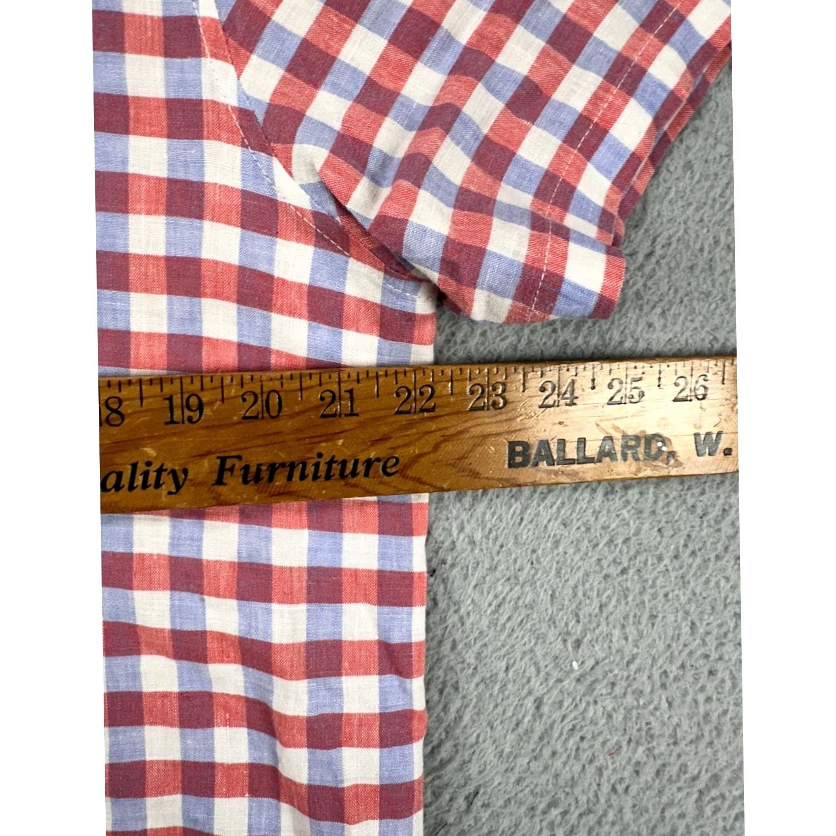 Tommy Bahama VINTAGE Tommy Bahama Shirt Mens Large Red Blue Plaid Linen Blend Button Up Pocket Shirt Size US L / EU 52-54 / 3 - 7 Thumbnail