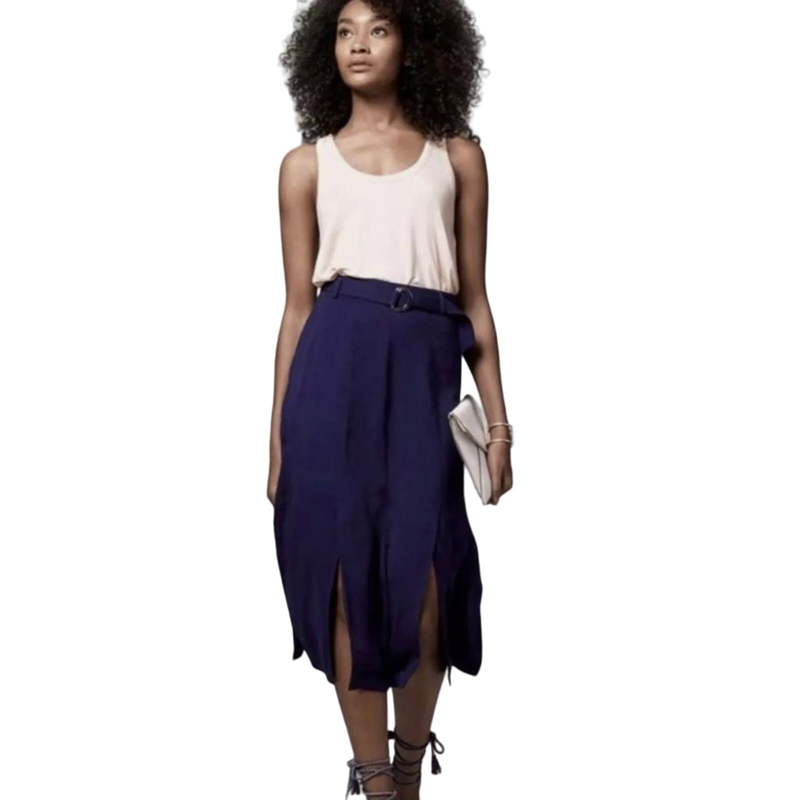 Other Trouve Belted High Waisted Flared Multi Hemmed Midi Skirt XS Size XS / US 0-2 / IT 36-38 - 1 Thumbnail