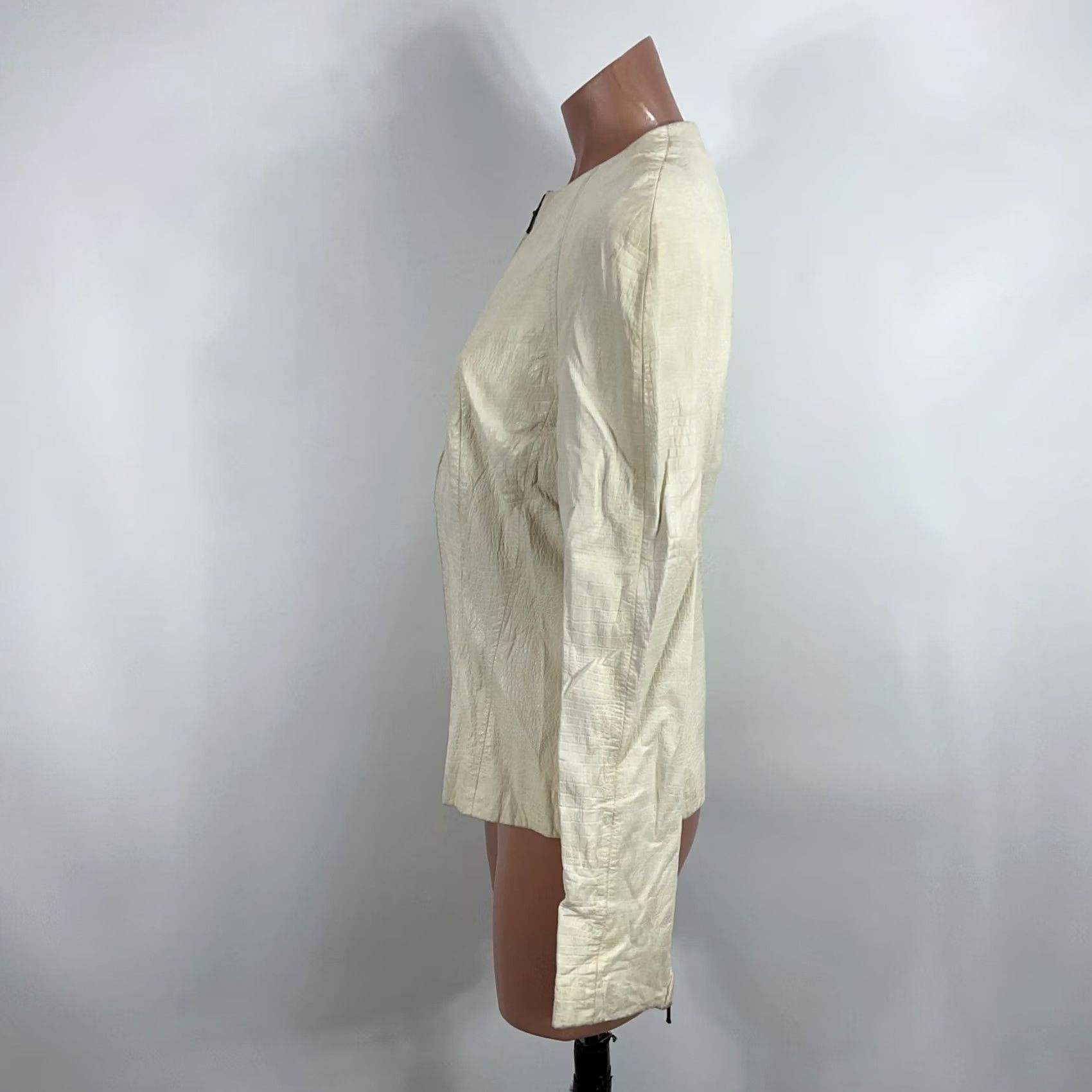 Vintage VTG Vakko Leather Coat White Snakeskin Giraffe Lambskin Jacket Size 8 Ivory Blazer Women Long Sleeve Collared Vintage Leather Coat FX Size M / US 6-8 / IT 42-44 - 6 Thumbnail