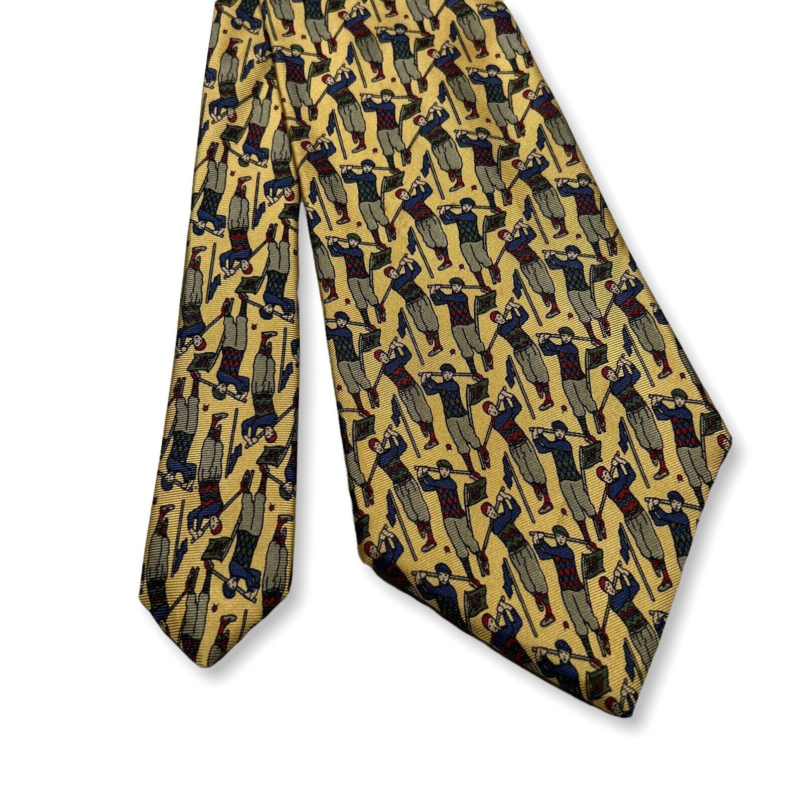 Other Barbara Blank NY Silk Golf Necktie Yellow Vintage Size ONE SIZE - 1 Thumbnail