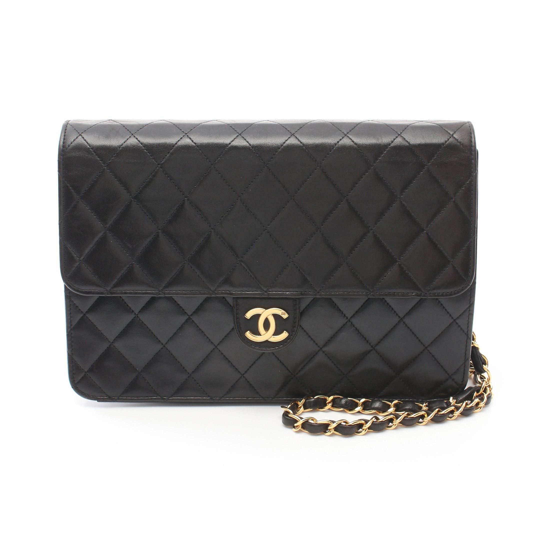 Chanel Chanel Matelasse Chain Shoulder Bag Lambskin Black Gold Hardware Push Lock Size ONE SIZE - 1 Thumbnail