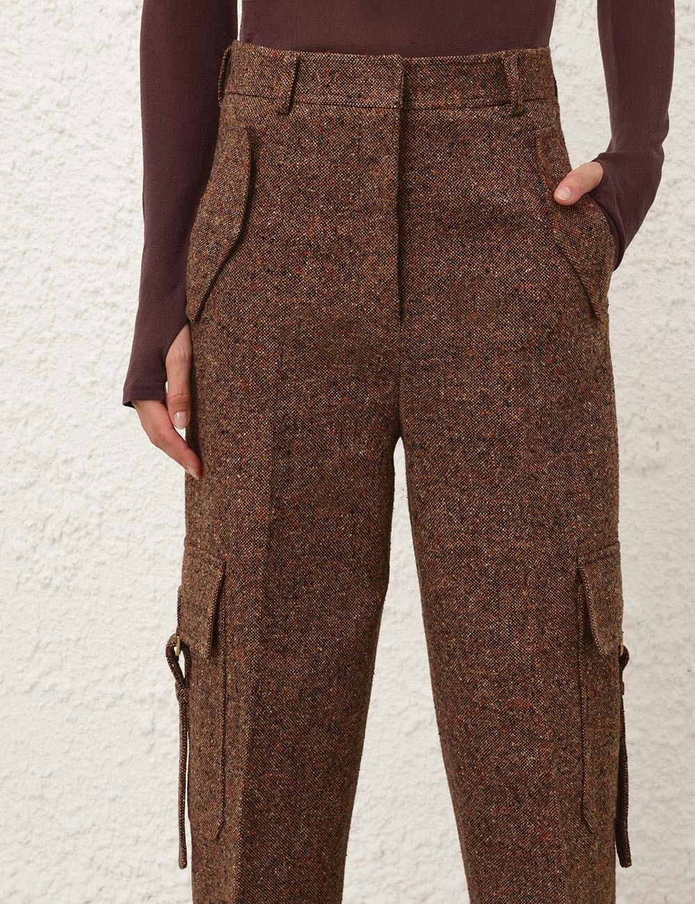 Zimmermann oc11z0725 Illustration Tweed Pant in Brown Size 27" / US 4 / IT 40 - 5 Thumbnail