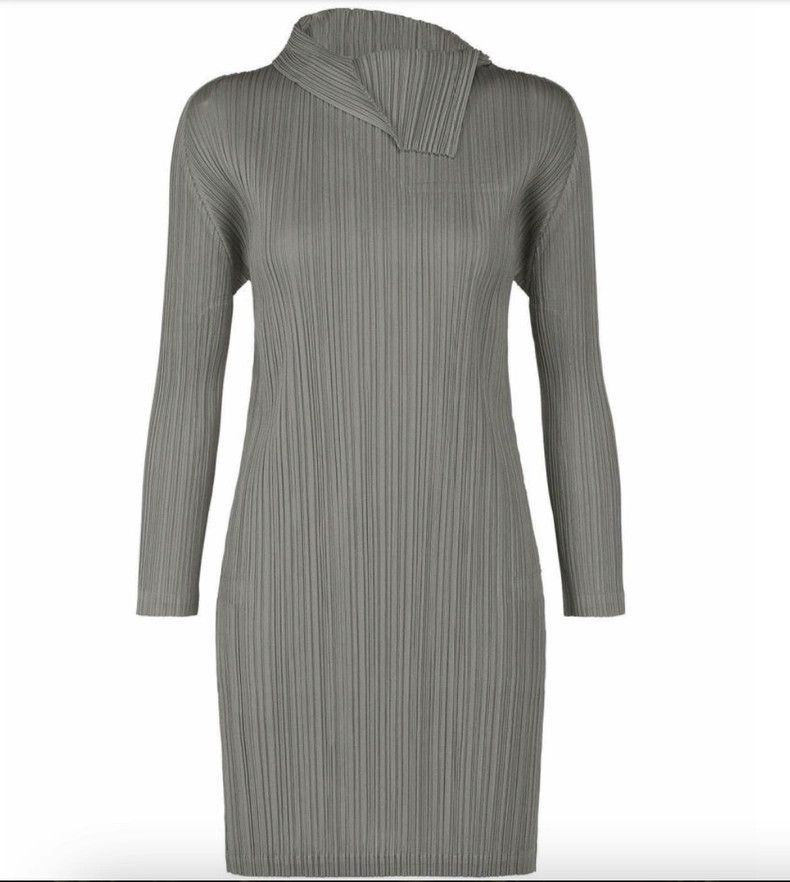 Issey Miyake Issey Miyake size:3 Grey pleated long-sleeved dress Size M / US 6-8 / IT 42-44 - 3 Thumbnail