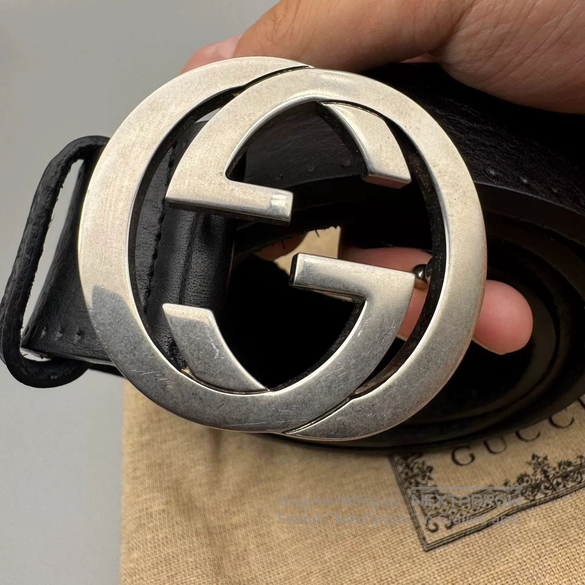 Gucci Gucci Wild Cow Leather Black Belt 95 3.8cm. Size ONE SIZE - 2 Thumbnail