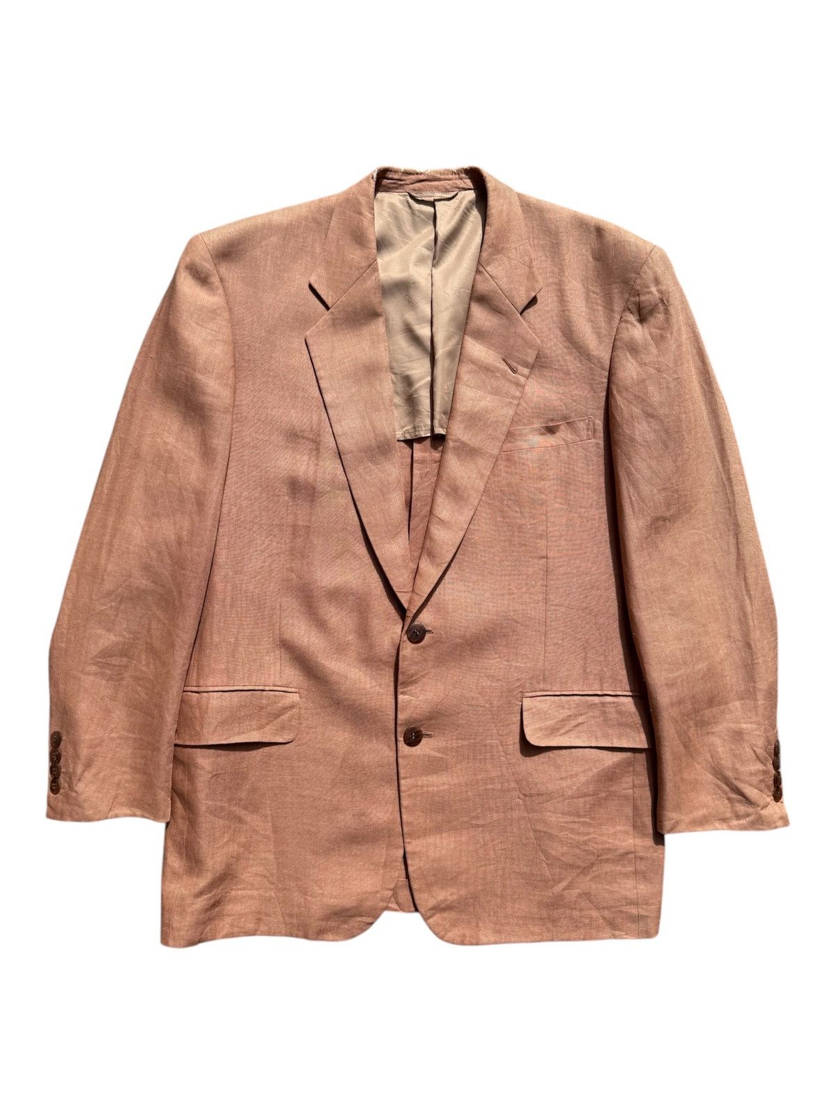 Christian Dior Monsieur 1980’s Christian Dior Monsieur Tailored Linen Peach Blazer Size 38R - 1 Thumbnail
