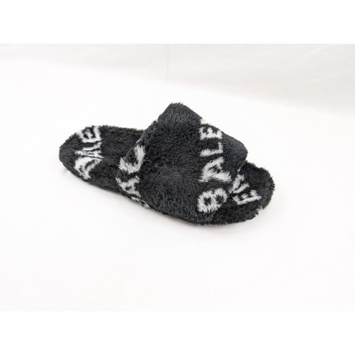Balenciaga o1rshd1 Q:3 / Allover Logo Furry Slide in Black/White Size US 8 / EU 41 - 2 Thumbnail