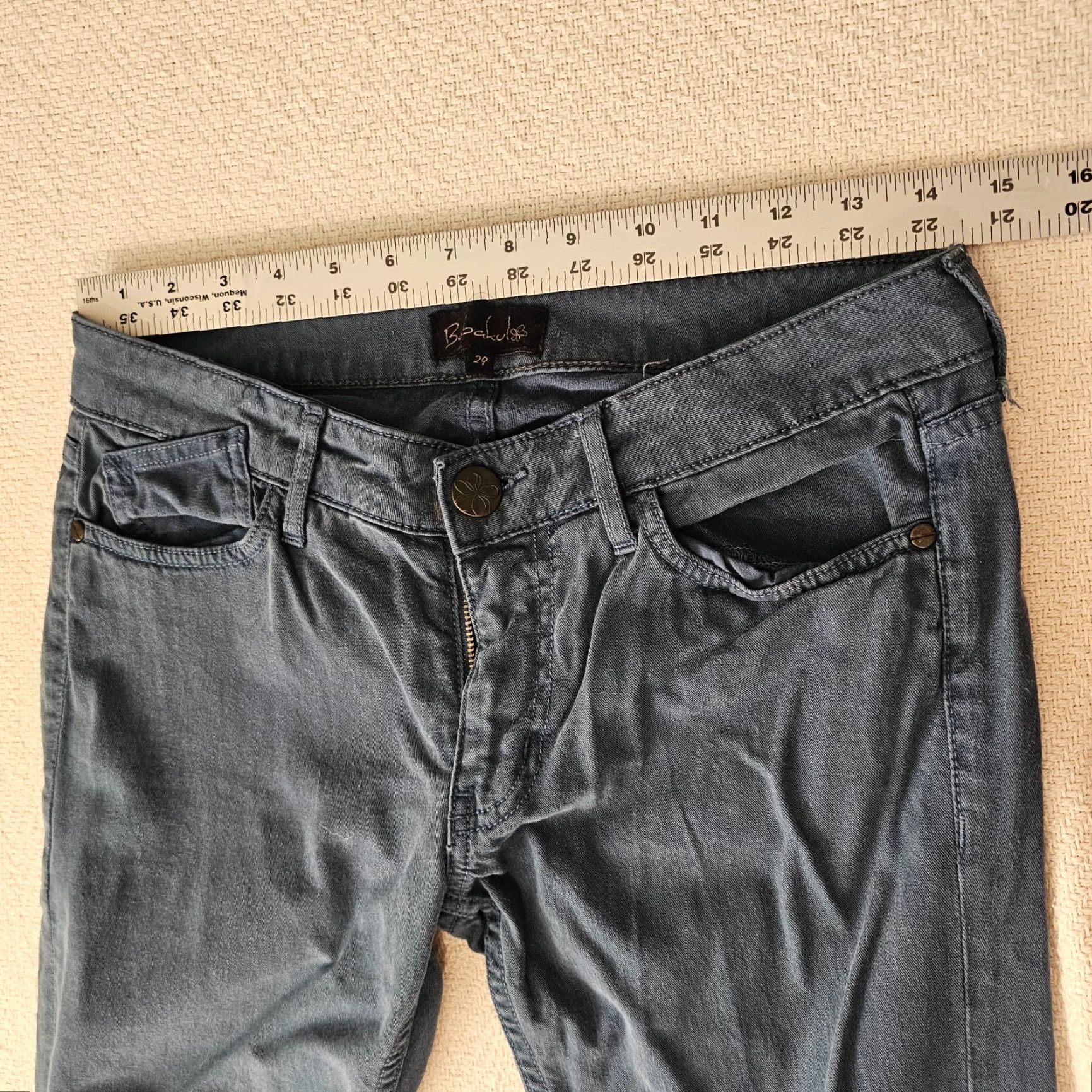 Vintage VINTAGE Babakul Chino Pants Women 29 Blue Stretch Zipper Metal Rivet Accents Size 29" - 5 Thumbnail