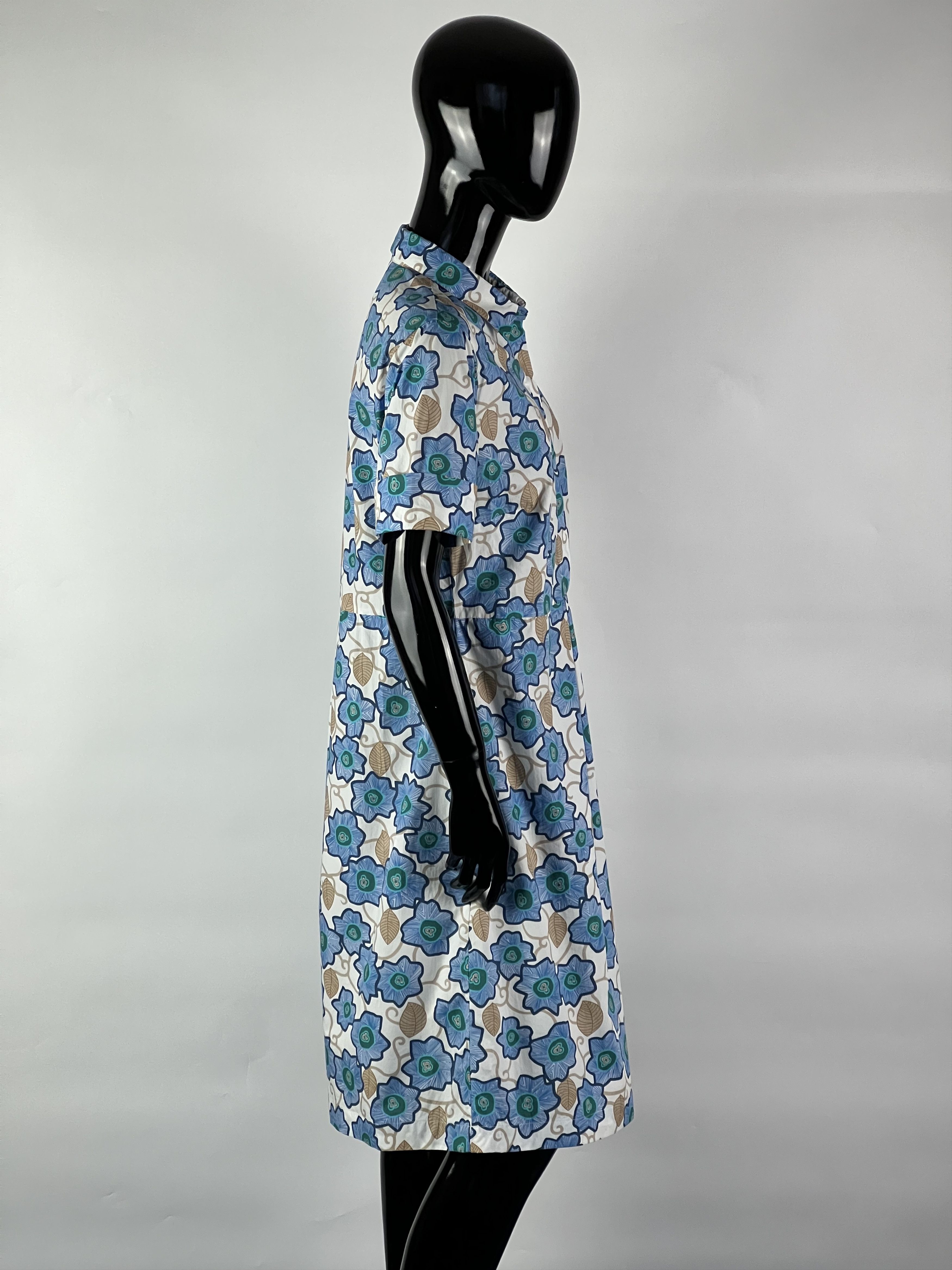 Other 0039 Italy Floral Print Cotton Shirt Dress Size M Size M / US 6-8 / IT 42-44 - 2 Thumbnail
