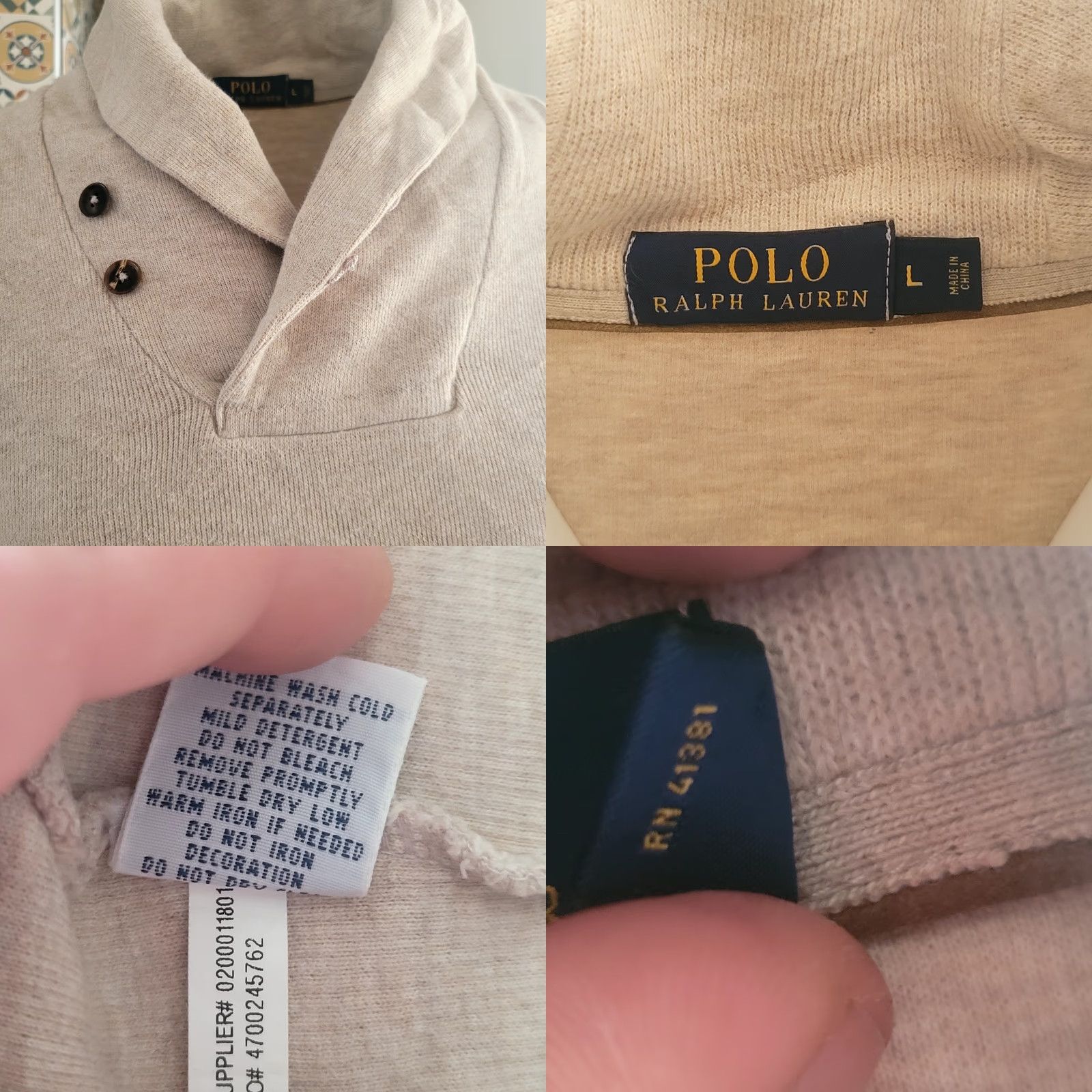 Polo Ralph Lauren Polo Ralph Lauren Beige Shawl Collar Sweatshirt – L Jumper Men Beige Shawl Collar Pullover Vintage Polo Ralph Lauren Mens Size US L / EU 52-54 / 3 - 8 Thumbnail