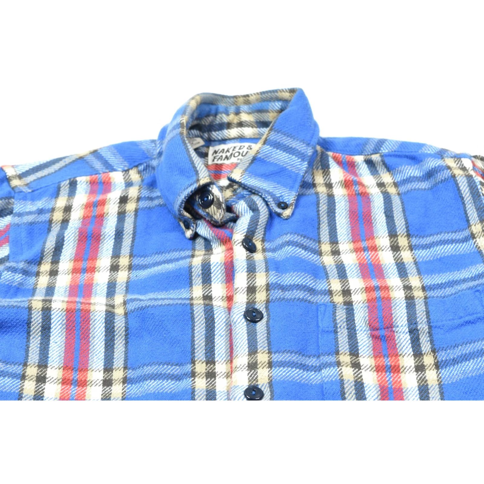 Vintage Naked & Famous Denim Flannel Shirt Slim Button-Down Mens XS Blue Red Plaid Long Sleeve Shirt Size US S / EU 44-46 / 1 - 3 Thumbnail