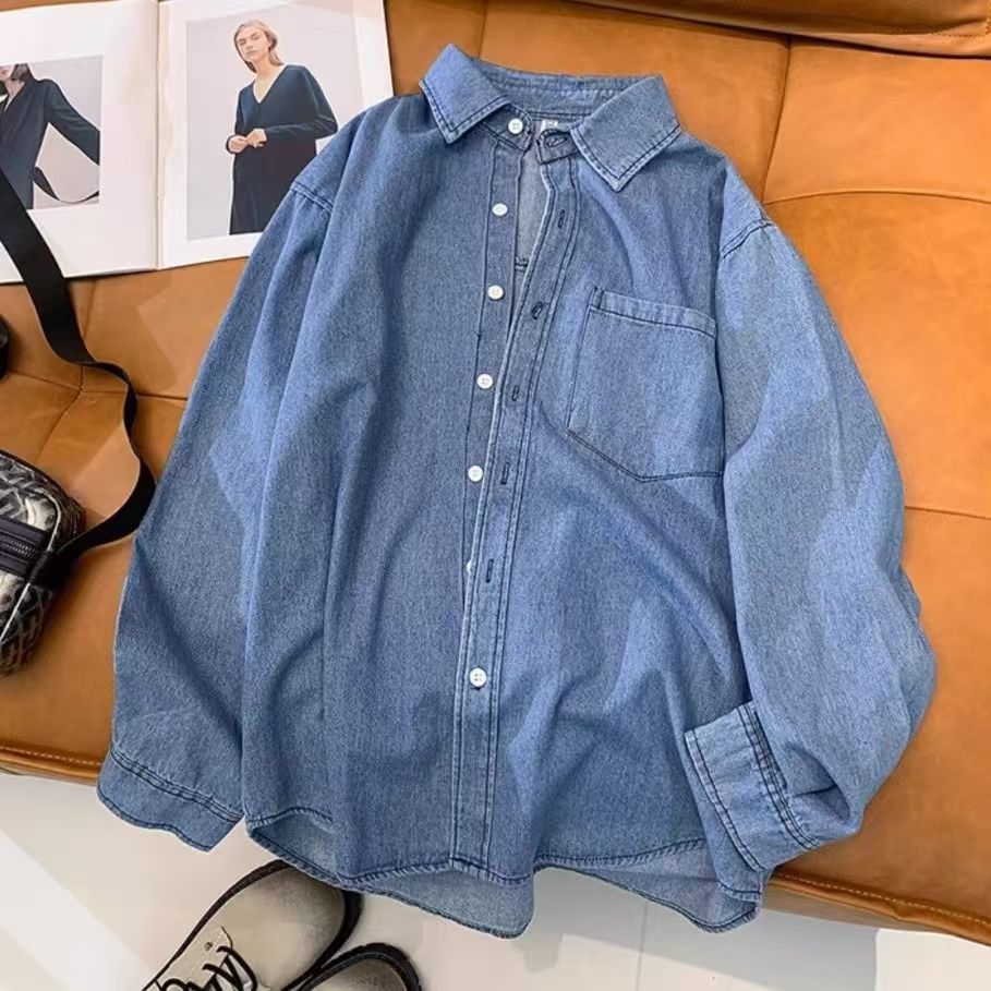 Vintage Light Blue Washed Denim Shirt Size M Size US M / EU 48-50 / 2 - 1 Thumbnail