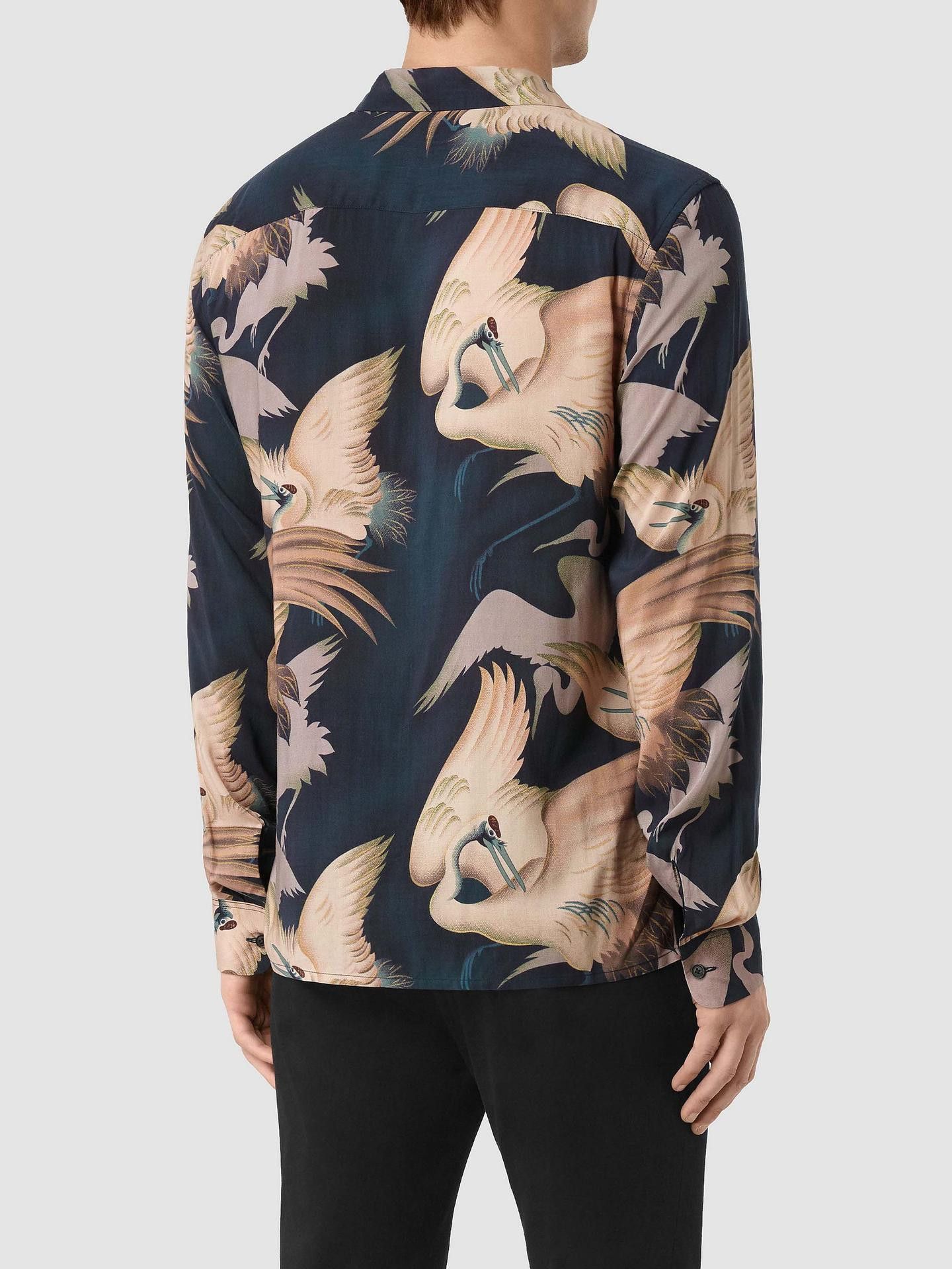 Allsaints FREE SHIPPING!! - 'Wader' Crane print viscose shirt Size US L / EU 52-54 / 3 - 7 Thumbnail