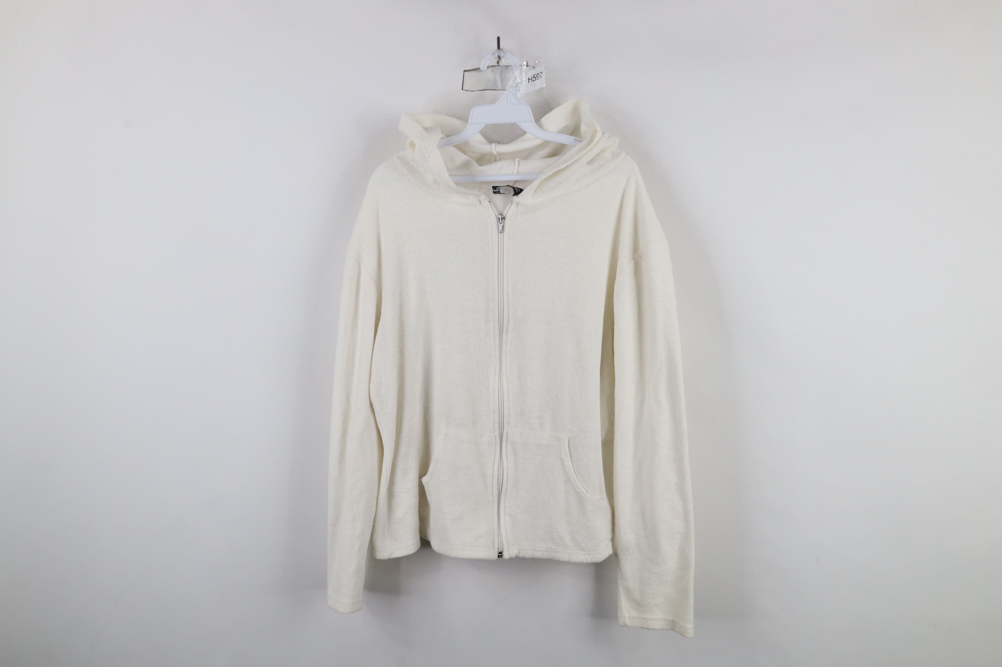 Vintage Vintage 90s Y2K Babydoll Terry Cloth Hoodie White USA Size XL / US 12-14 / IT 48-50 - 1 Thumbnail