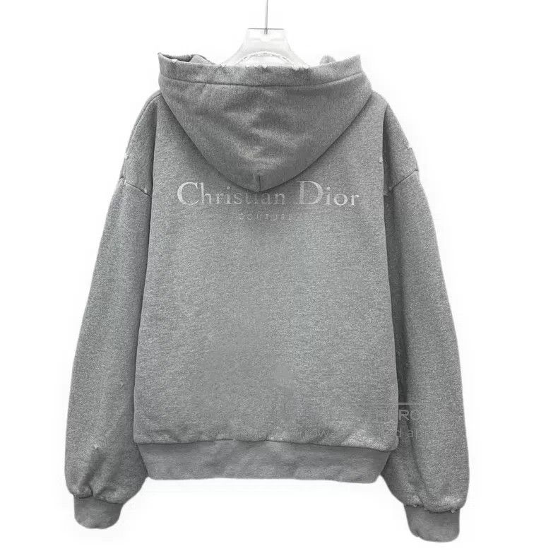 Dior Dior Gray logo letter old destruction design cotton hooded Size US S / EU 44-46 / 1 - 2 Thumbnail