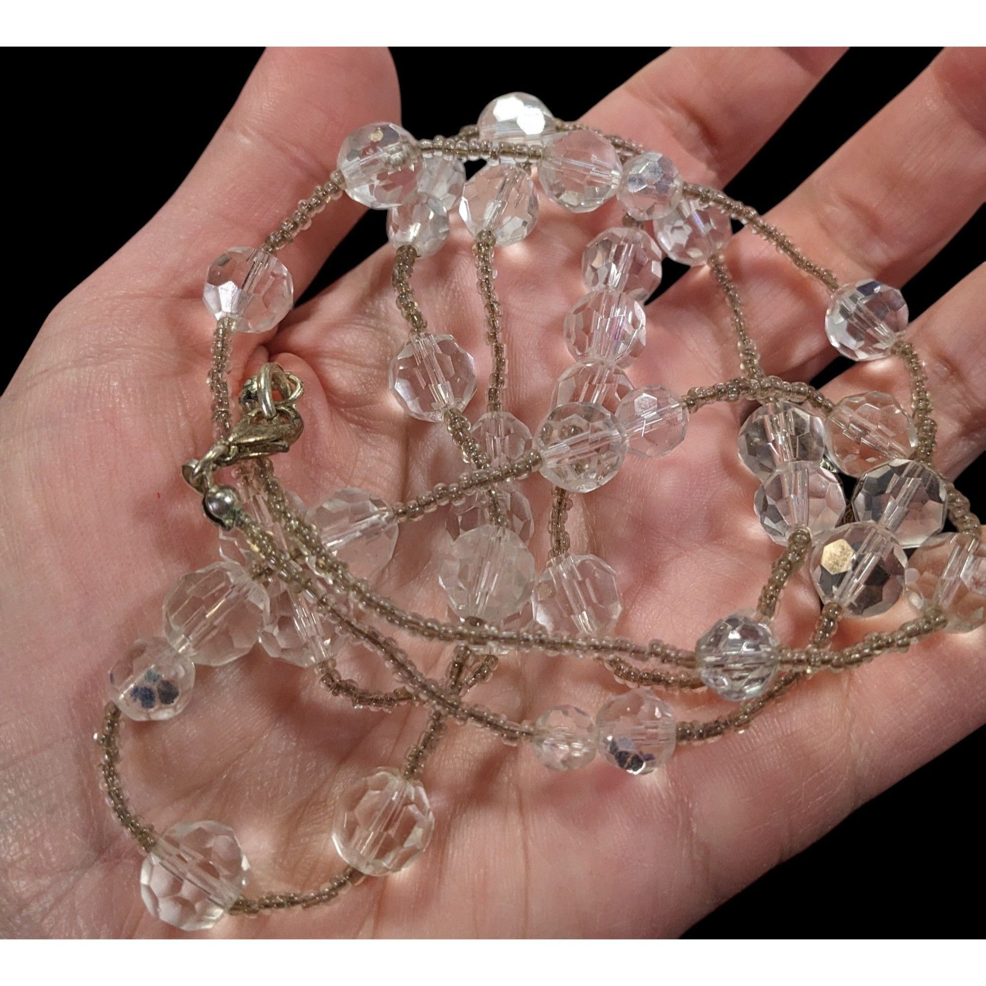 Other Elegant Clear Glass Beaded Station Necklace Size ONE SIZE - 4 Thumbnail