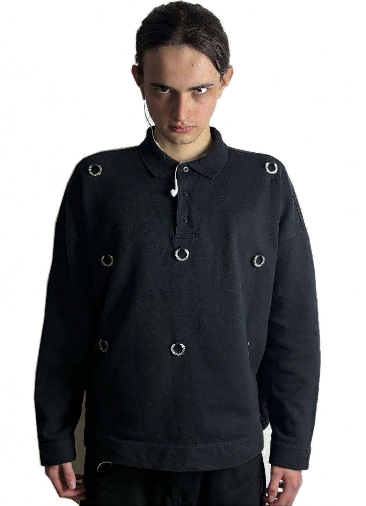 Fred Perry × Raf Simons 2019 Vintage Raf Simons x Fred Perry Ring Irons Sweatshirt Size US M / EU 48-50 / 2 - 2 Thumbnail