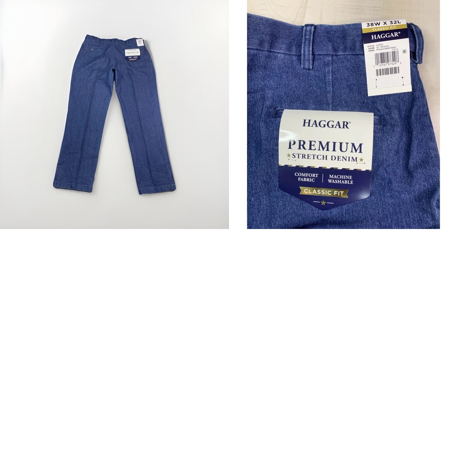 Haggar Haggar Jeans Classic Fit Denim Blue 38x32 NWT Men’s Regular Cotton Blend Stretch Comfort Zip Size US 38 / EU 54 - 8 Thumbnail
