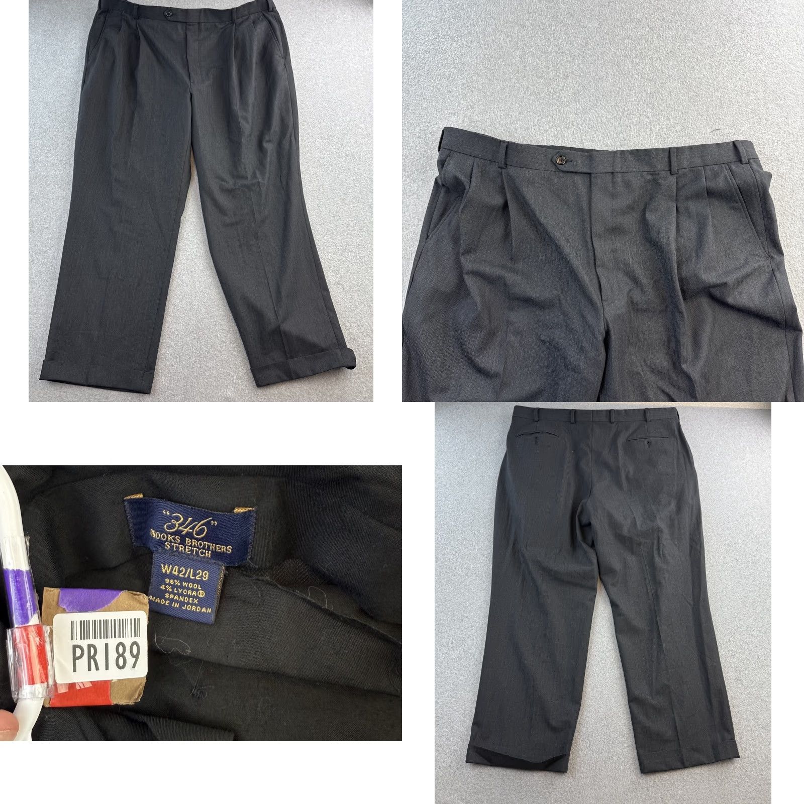 Brooks Brothers VINTAGE? Brooks Brothers 346 Suit Mens 46R Wool Blend Charcoal Gray Blazer Pants Set W42 L29 Two Piece 2 Piece Office Formal Wedding Mens Size 46R - 9 Thumbnail