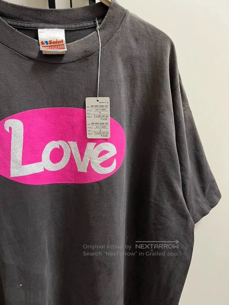 Saint Laurent Paris SAINT LOVE Pink Heart Skull TEE. Size US XL / EU 56 / 4 - 5 Thumbnail