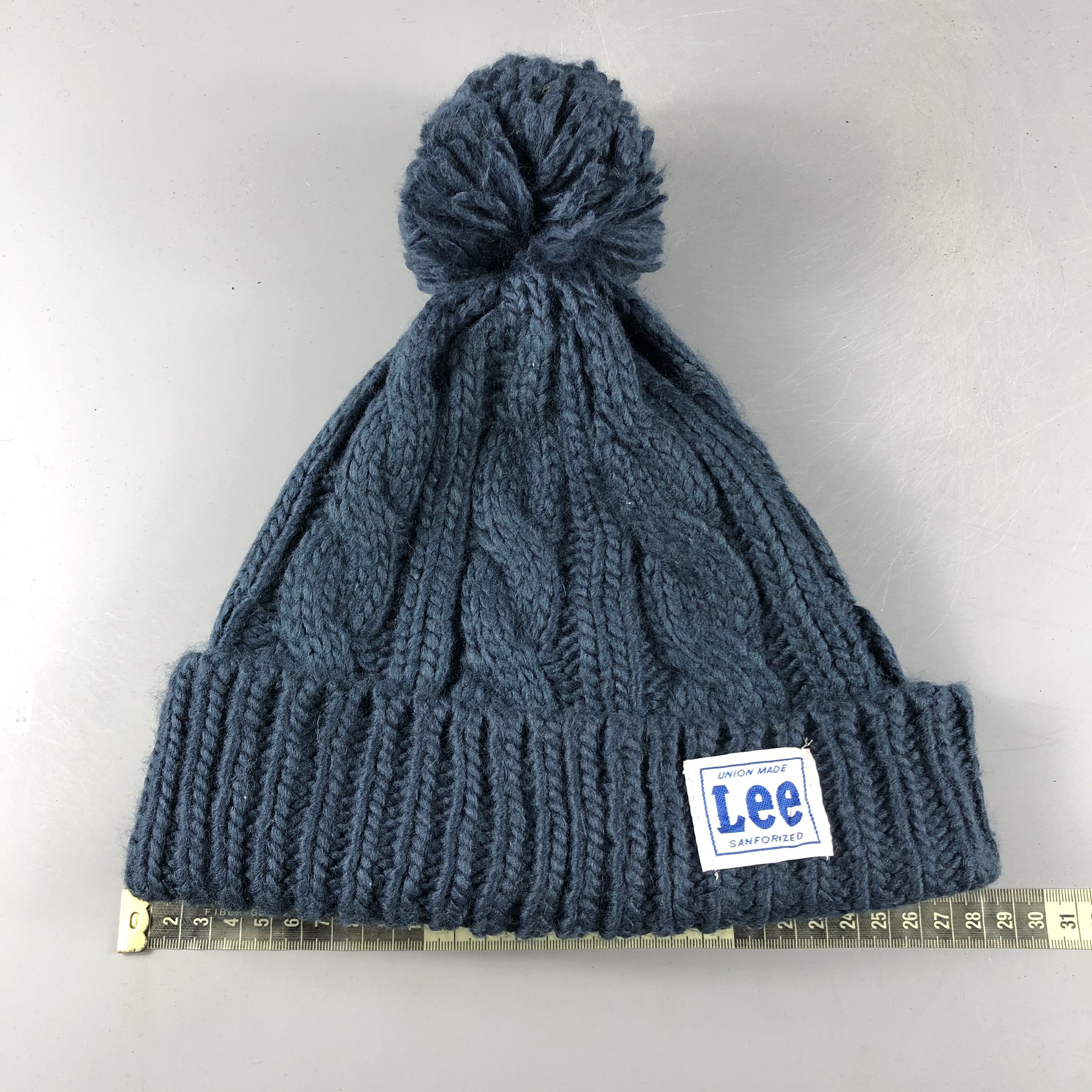 Lee × Vintage Lee Cable Knit PomPom Beanie Snow Hat Snow Cap -D540 Size ONE SIZE - 3 Thumbnail