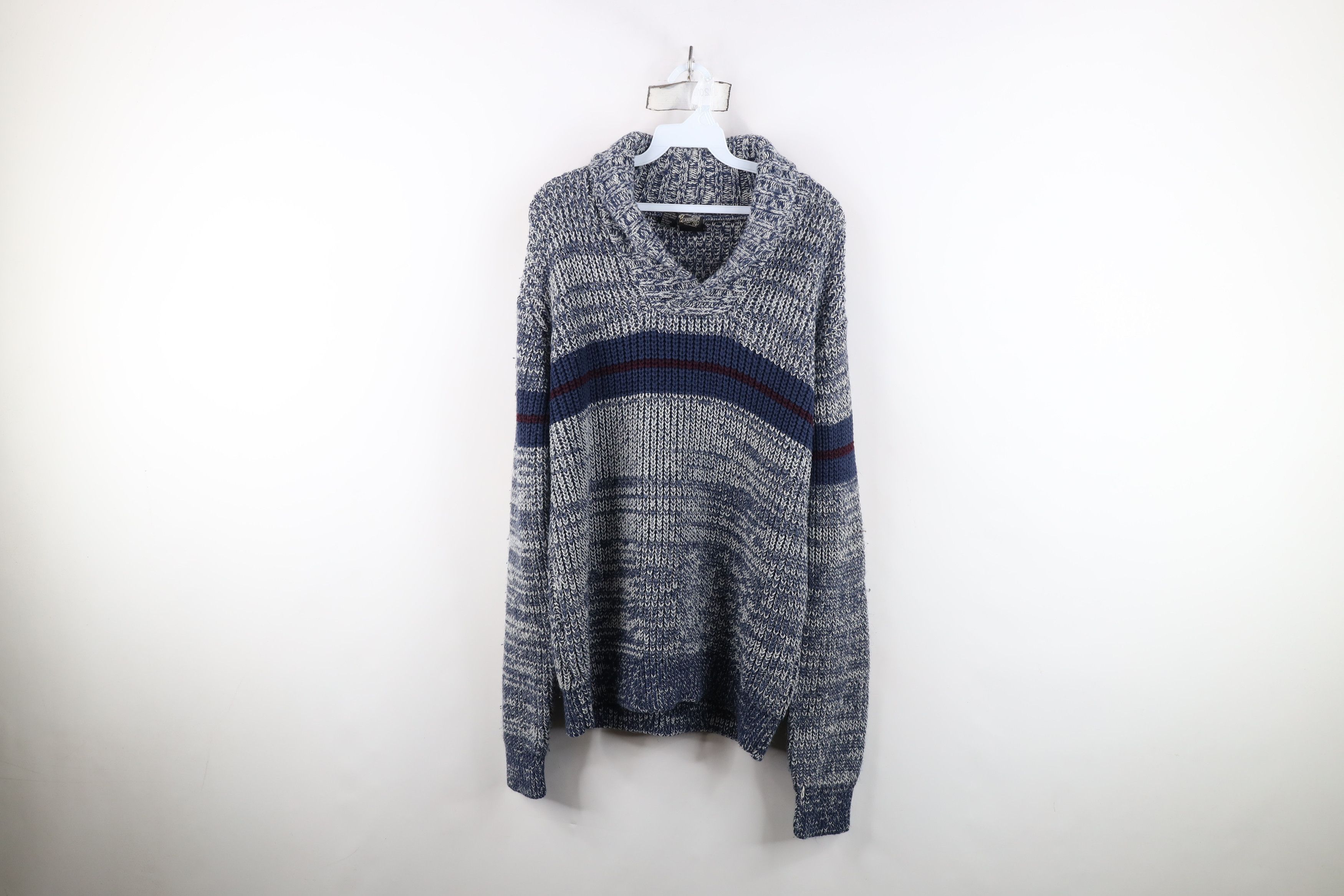 Vintage Vintage 70s Streetwear Chunky Ribbed Knit Shawl Sweater Size US L / EU 52-54 / 3 - 1 Thumbnail