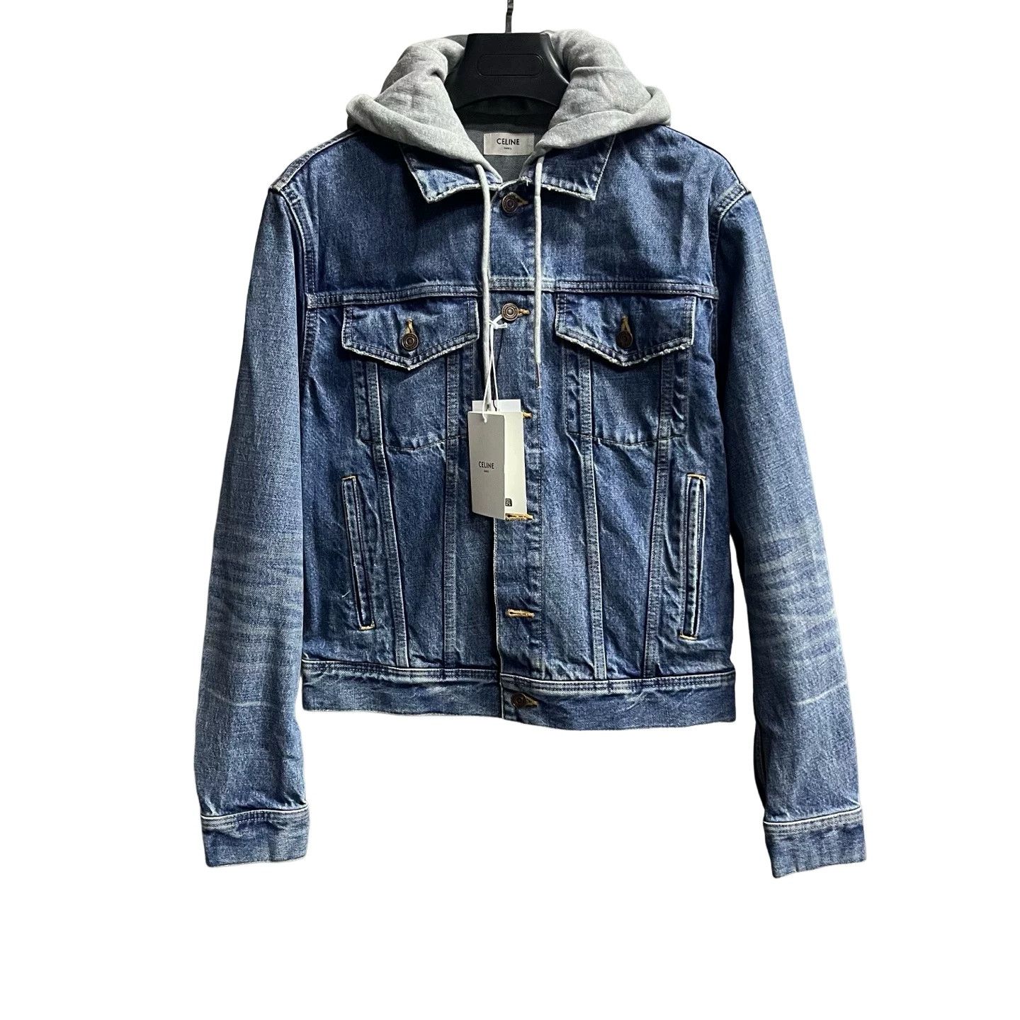 Celine CELINE Hooded Washed Denim Jacket Size S Size US S / EU 44-46 / 1 - 1 Thumbnail
