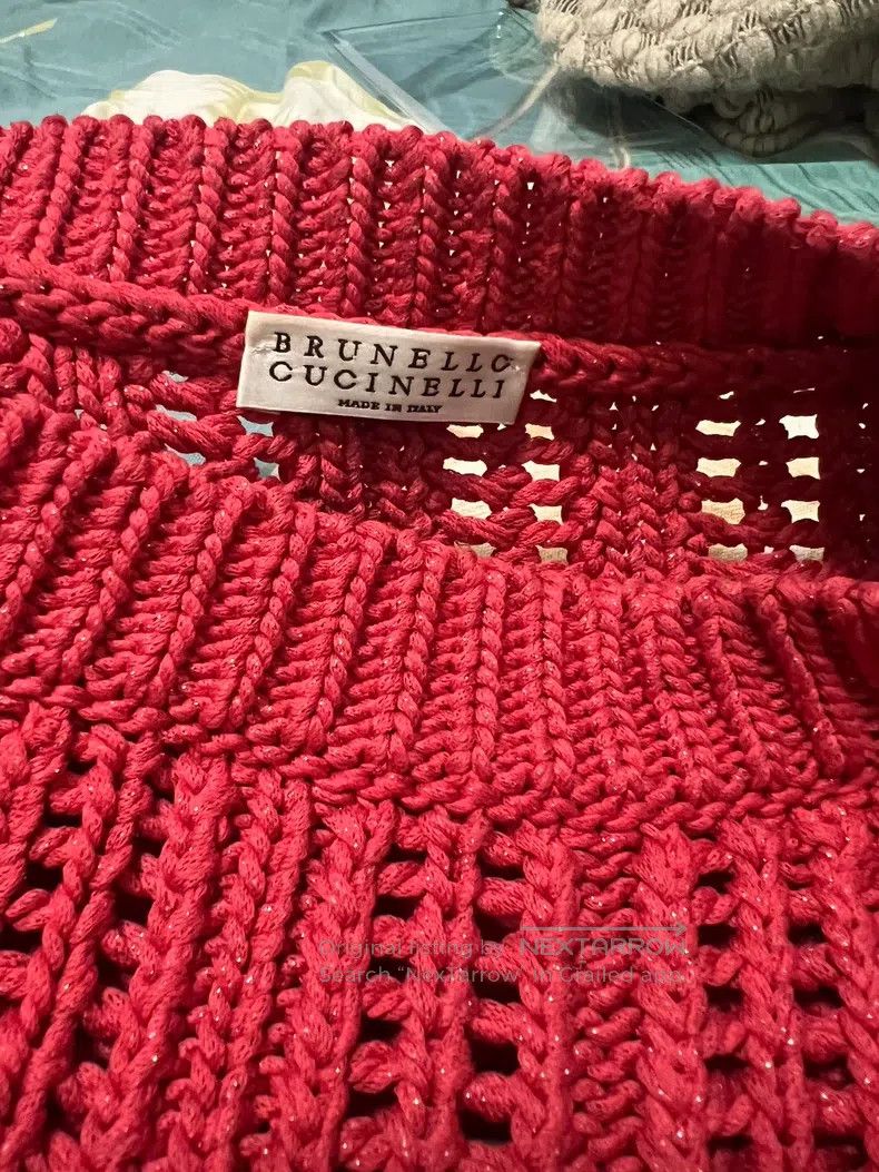 Brunello Cucinelli Brunello Cucinelli Red Lace Knitted Sweater Size M / US 6-8 / IT 42-44 - 2 Thumbnail