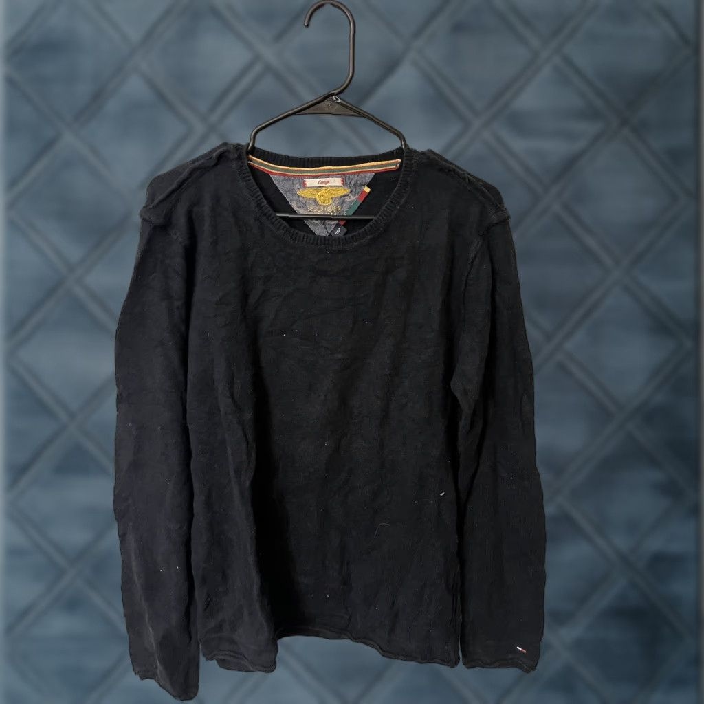 Tommy Hilfiger TOMMY HILFIGER Crew Neck PullOver Black Cotton Cashmere Men Size L Pullover Logo Knit All Seasons Regular Mens Size US L / EU 52-54 / 3 - 1 Thumbnail