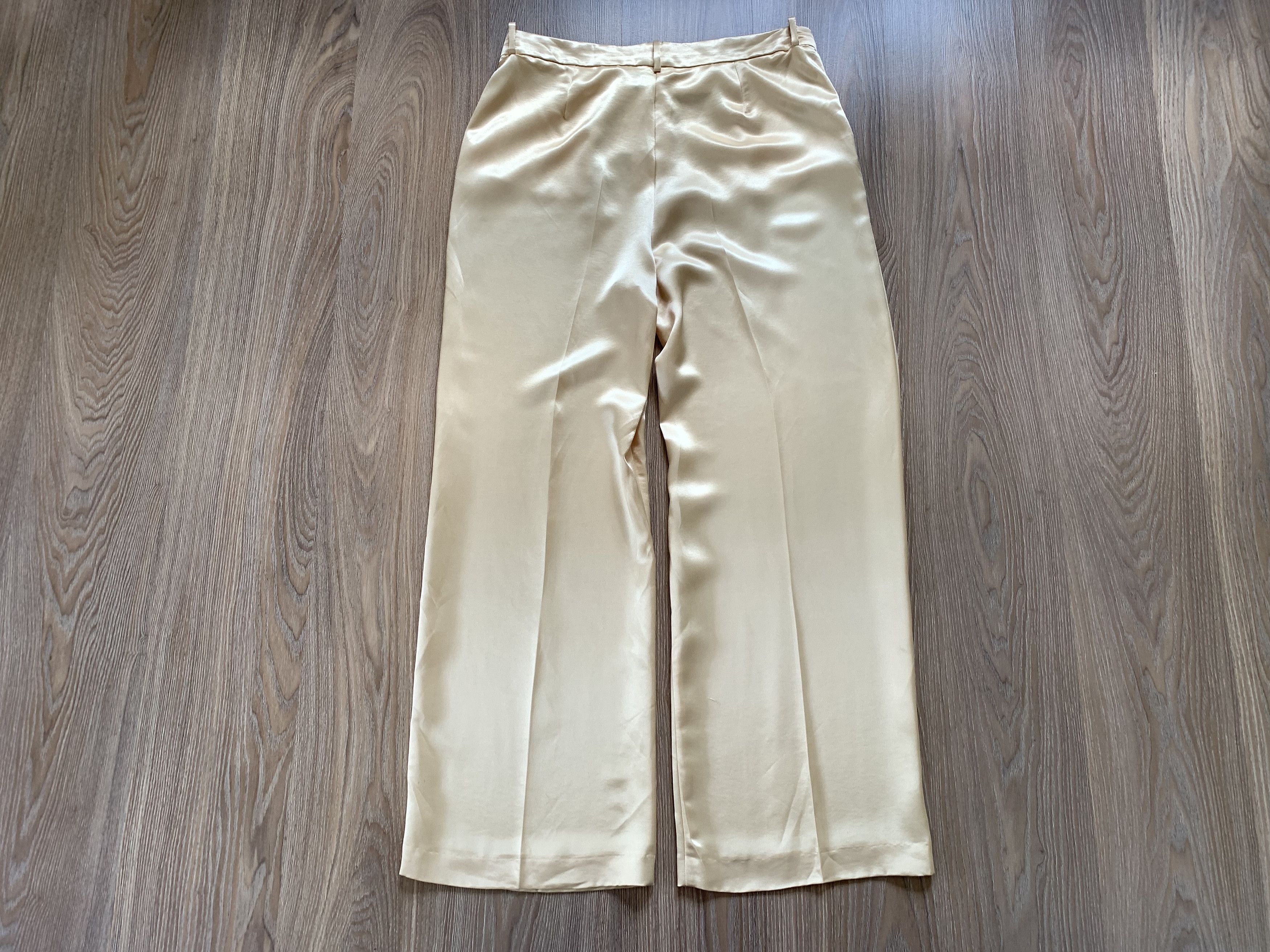 Mango Women’s Mango Beige Satin Wide Leg Trousers Size 32" / US 10 / IT 46 - 3 Thumbnail