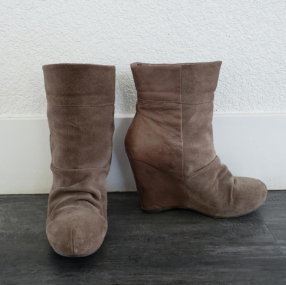 Aldo Light Chocolate Leather & Suede ALDO Bootie Size US 6.5 / IT 36.5 - 3 Thumbnail