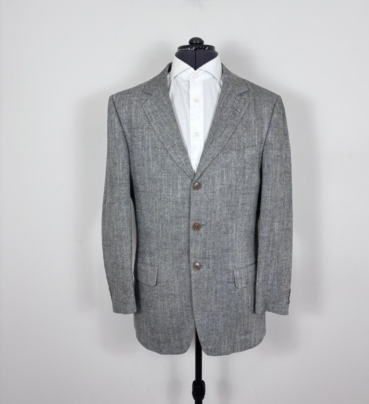 Ermenegildo Zegna Ermenegildo Zegna Soft Grey Textured Silk Blazer Jacket Size 44R - 1 Thumbnail