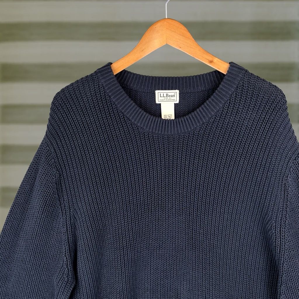 Vintage VINTAGE L.L.Bean Sweater Mens 2XLT Navy Crewneck Rib Knit Cotton Fisherman 90s Military Classic Size US XXL / EU 58 / 5 - 1 Thumbnail