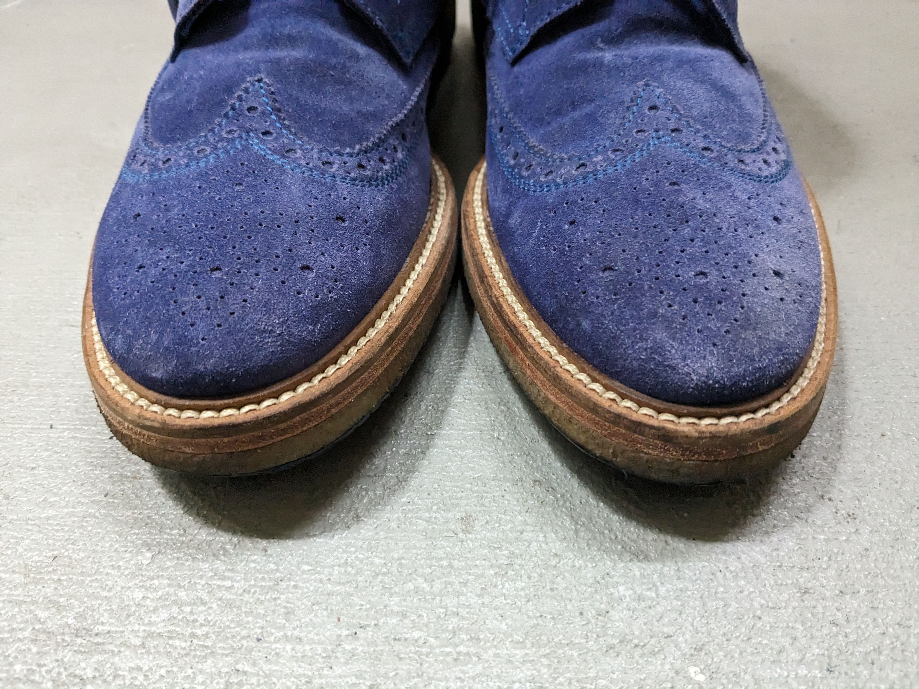 Hugo Boss Hugo Boss Wingtip Boots Blue Suede Brogues 11 44 Lace Up Size US 11 / EU 44 - 2 Thumbnail
