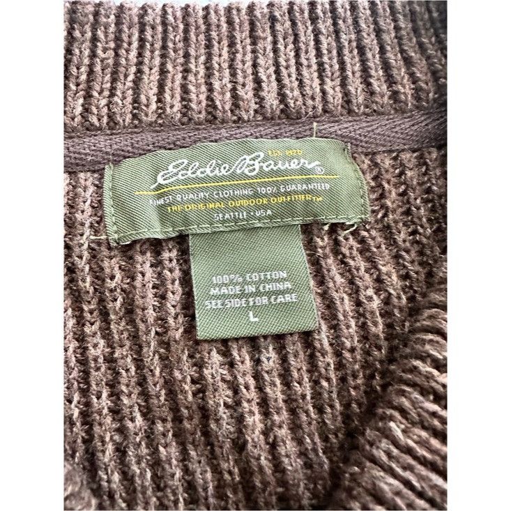 Eddie Bauer Eddie Bauer 100% Cotton Knit Men's Brown Ribbed Henley Sweat Size US L / EU 52-54 / 3 - 6 Thumbnail