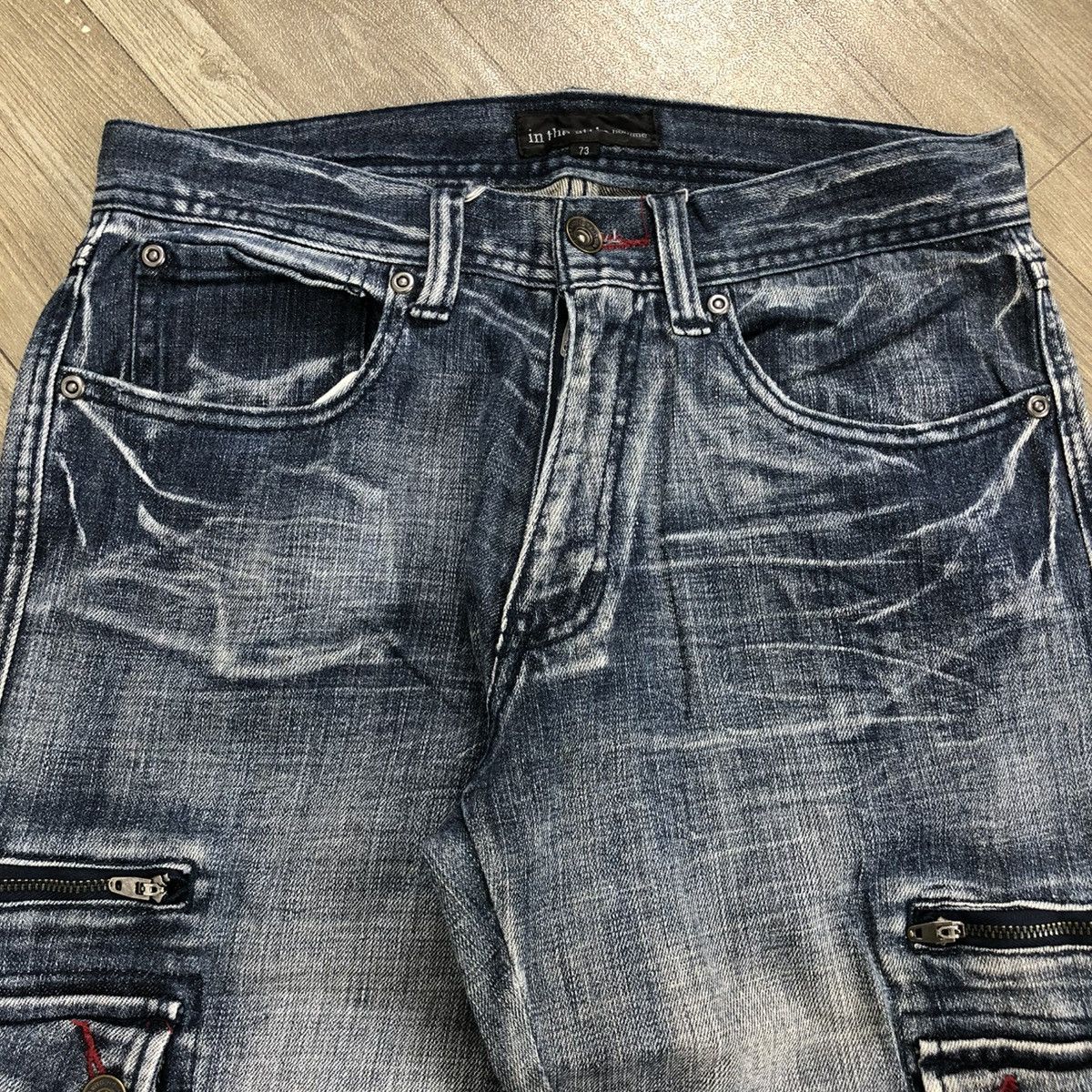 If Six Was Nine × In The Attic × Le Grande Bleu (L.G.B.) 2000s In The Attic Homme Distressed Bondage Cargo Jeans Y2K Size US 28 / EU 44 - 3 Thumbnail