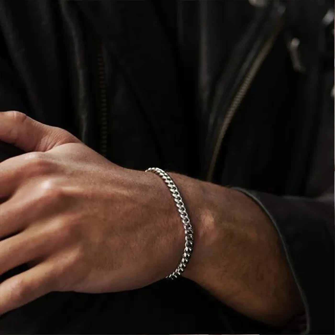 Jewelry Cuban Link Bracelet Chain Gothic Chrome Casual Punk Grunge Size ONE SIZE - 3 Thumbnail