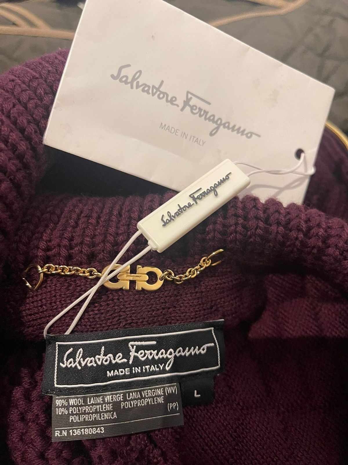 Salvatore Ferragamo FERRAGAMO PURPLE KNIT SWEATER Size L / US 10 / IT 46 - 7 Thumbnail