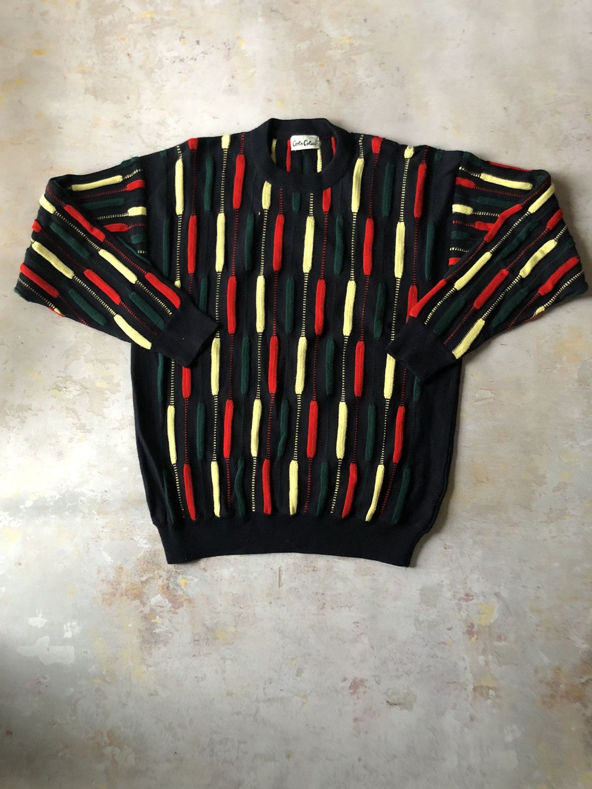 image of Vintage Cable Sweater Carlo Colucci 90’S, Biggie Style, Men's (Size XL)