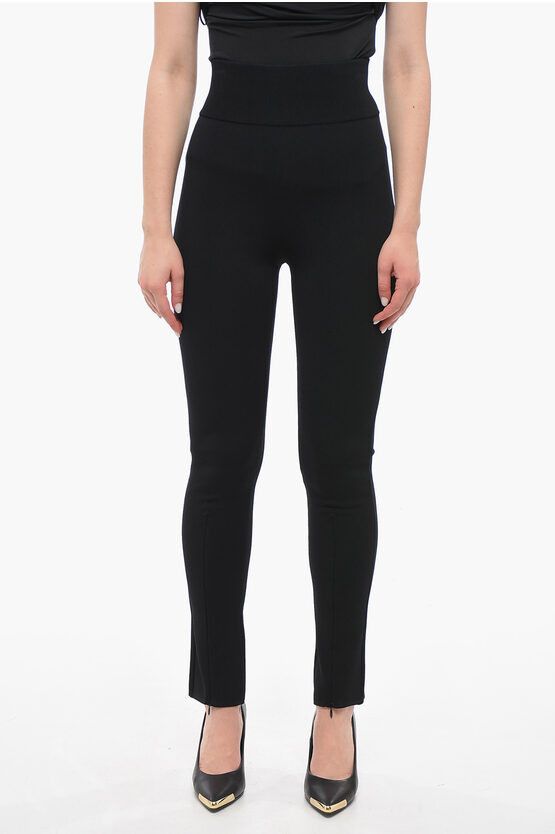 image of Alaia Stretch Knit Pants With Zipped Detail in Black, Women's (Size 25)
