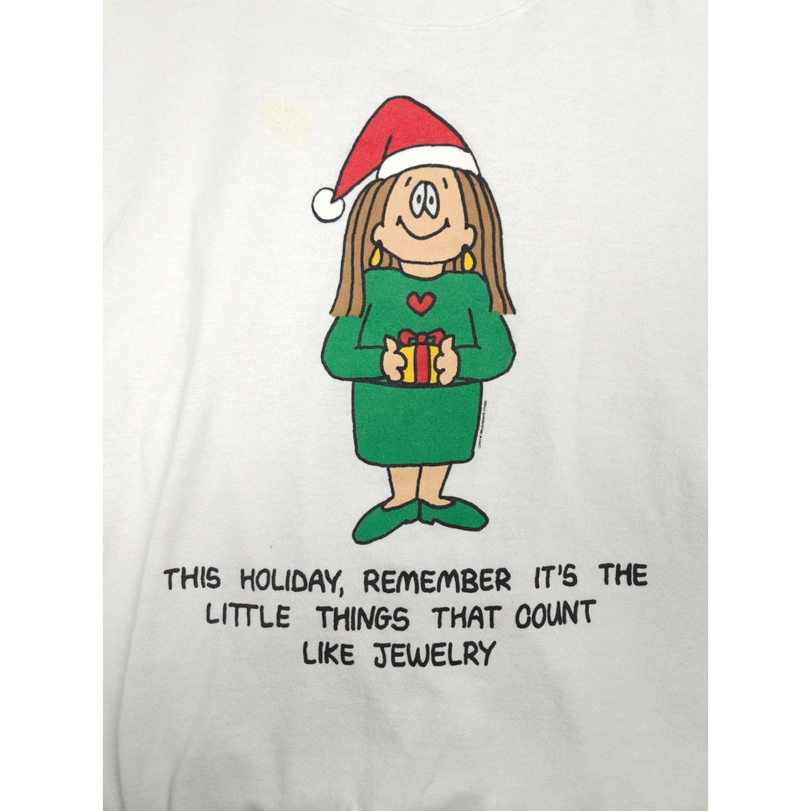 Vintage VINTAGE Cathy Christmas Crewneck Sweatshirt 3X White Women Pullover Winter Long Sleeve Crew Neck Cartoon Size XXL / US 16-18 / IT 52-54 - 4 Thumbnail