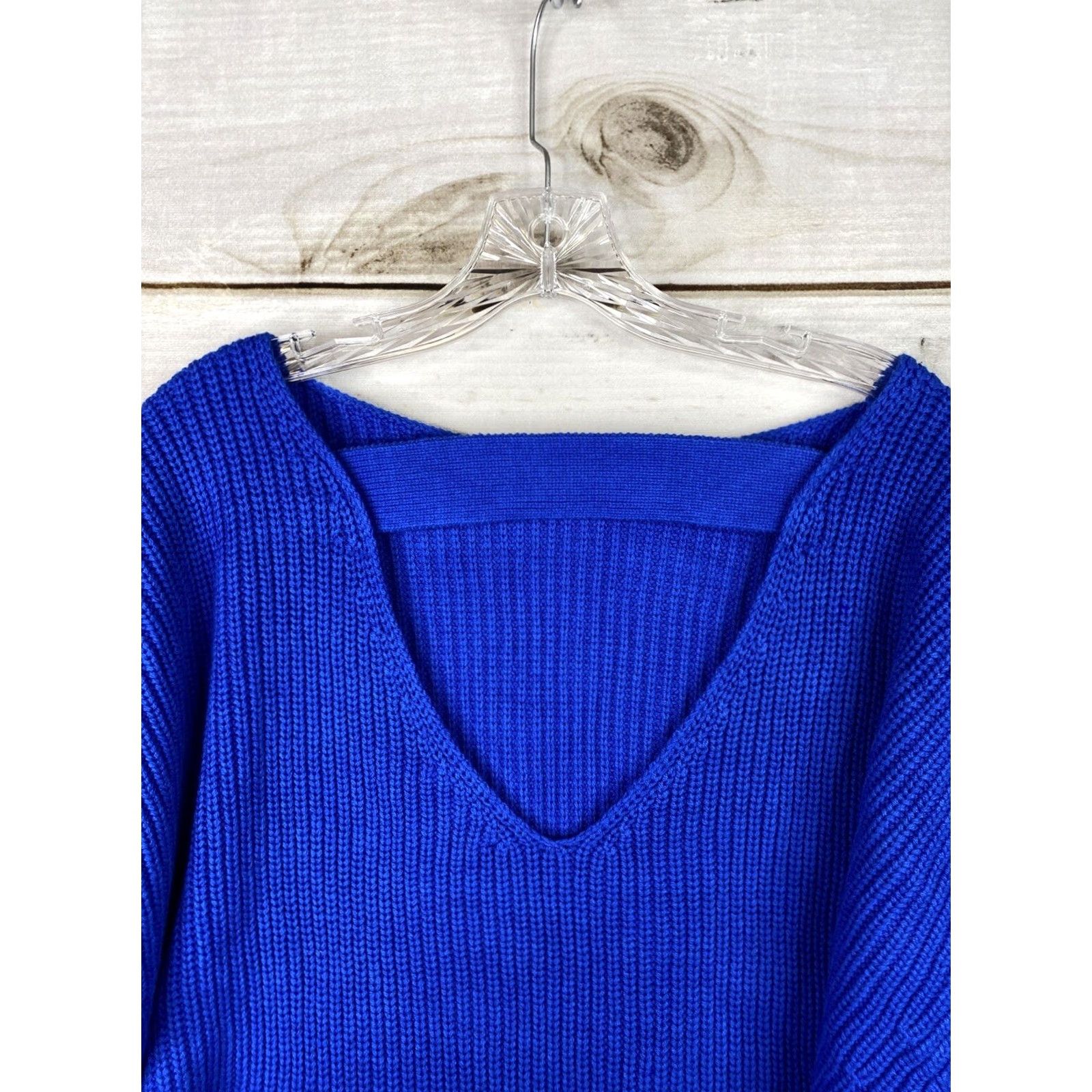 Bar III Bar III Sweater Womens PL Blue Open Back Long Sleeve Stretch Cable Knit NWT Size L / US 10 / IT 46 - 7 Thumbnail