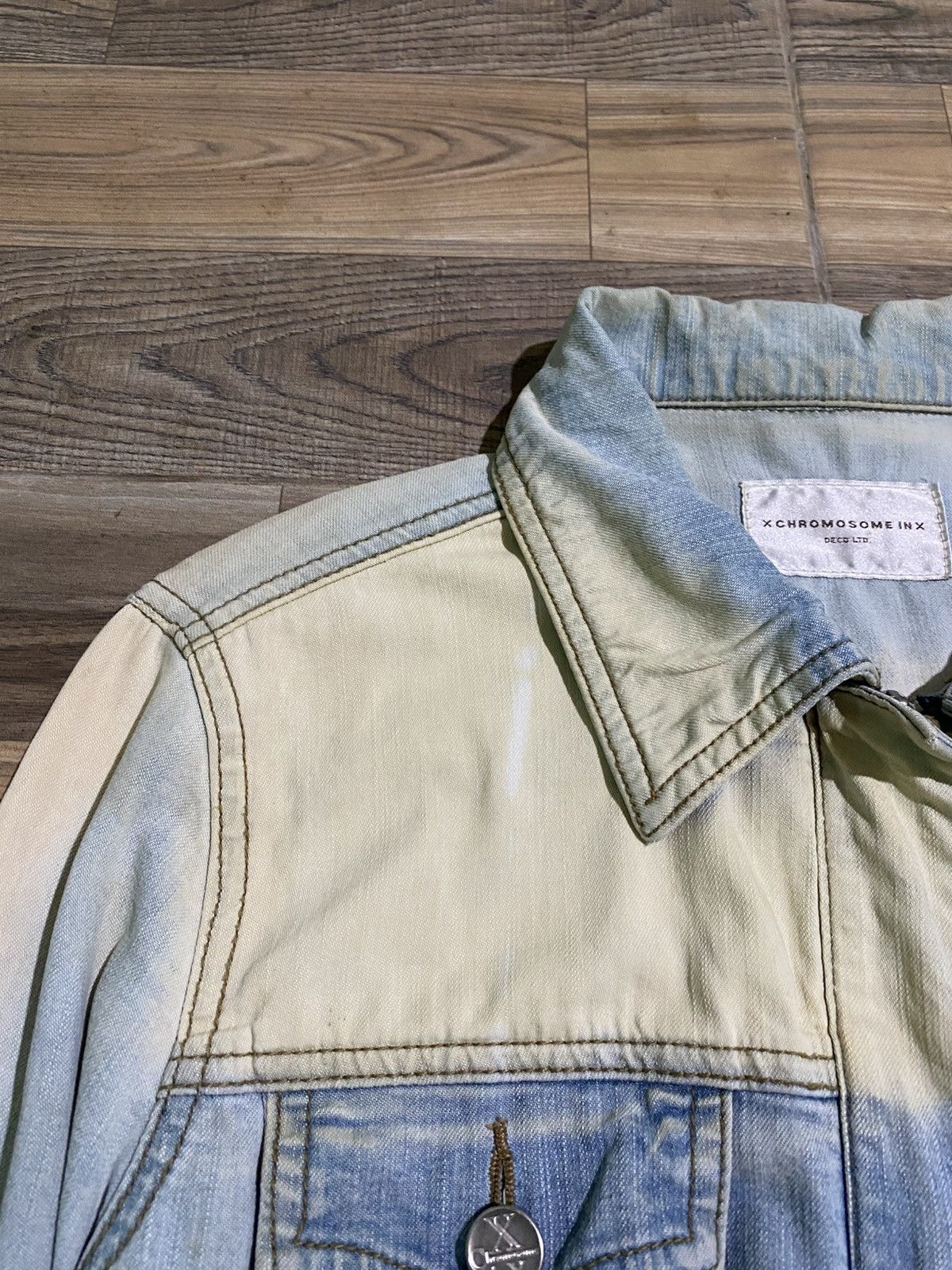 Le Grande Bleu (L.G.B.) X CHROMOSOME IN X ZIP DENIM JACKET BLUE WASH FADED Size ONE SIZE - 8 Thumbnail