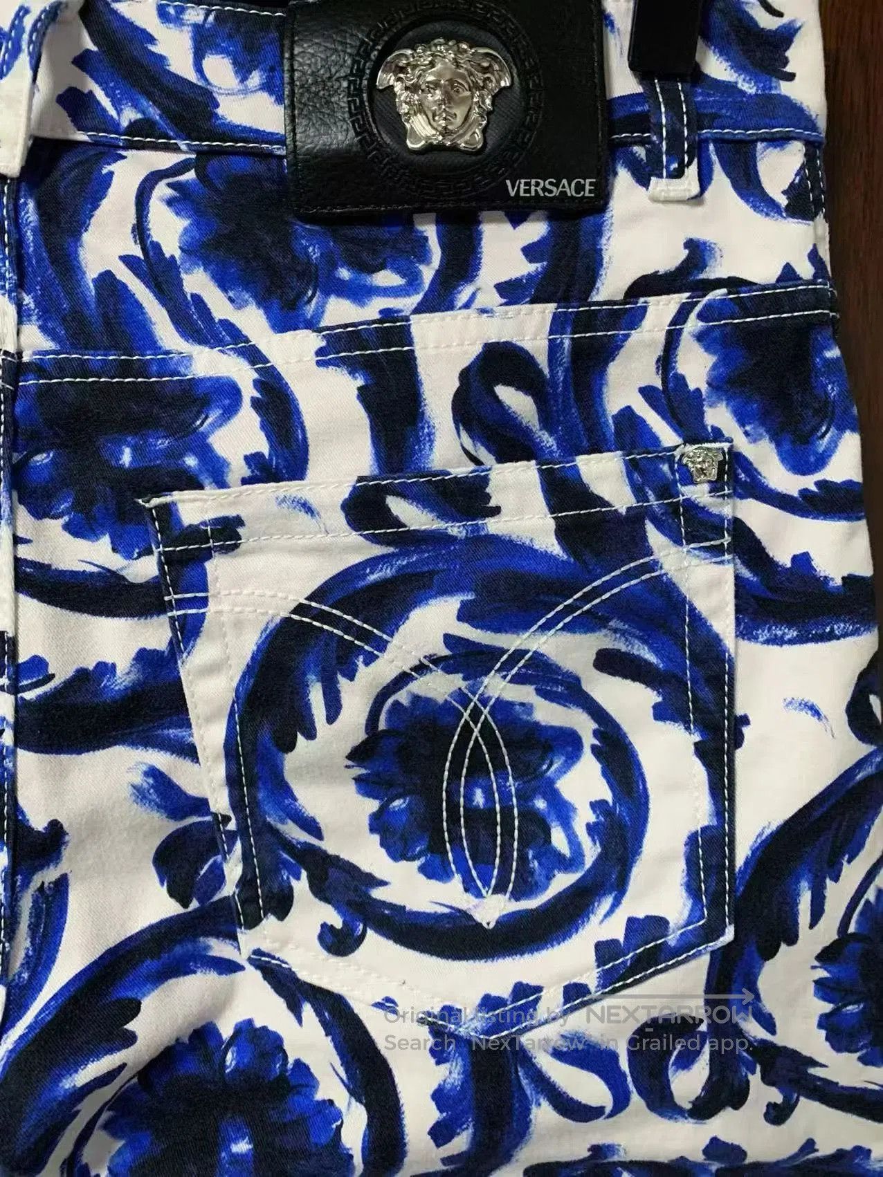 Versace Versace Men's Blue White Print Jeans. Size US 30 / EU 46 - 4 Thumbnail