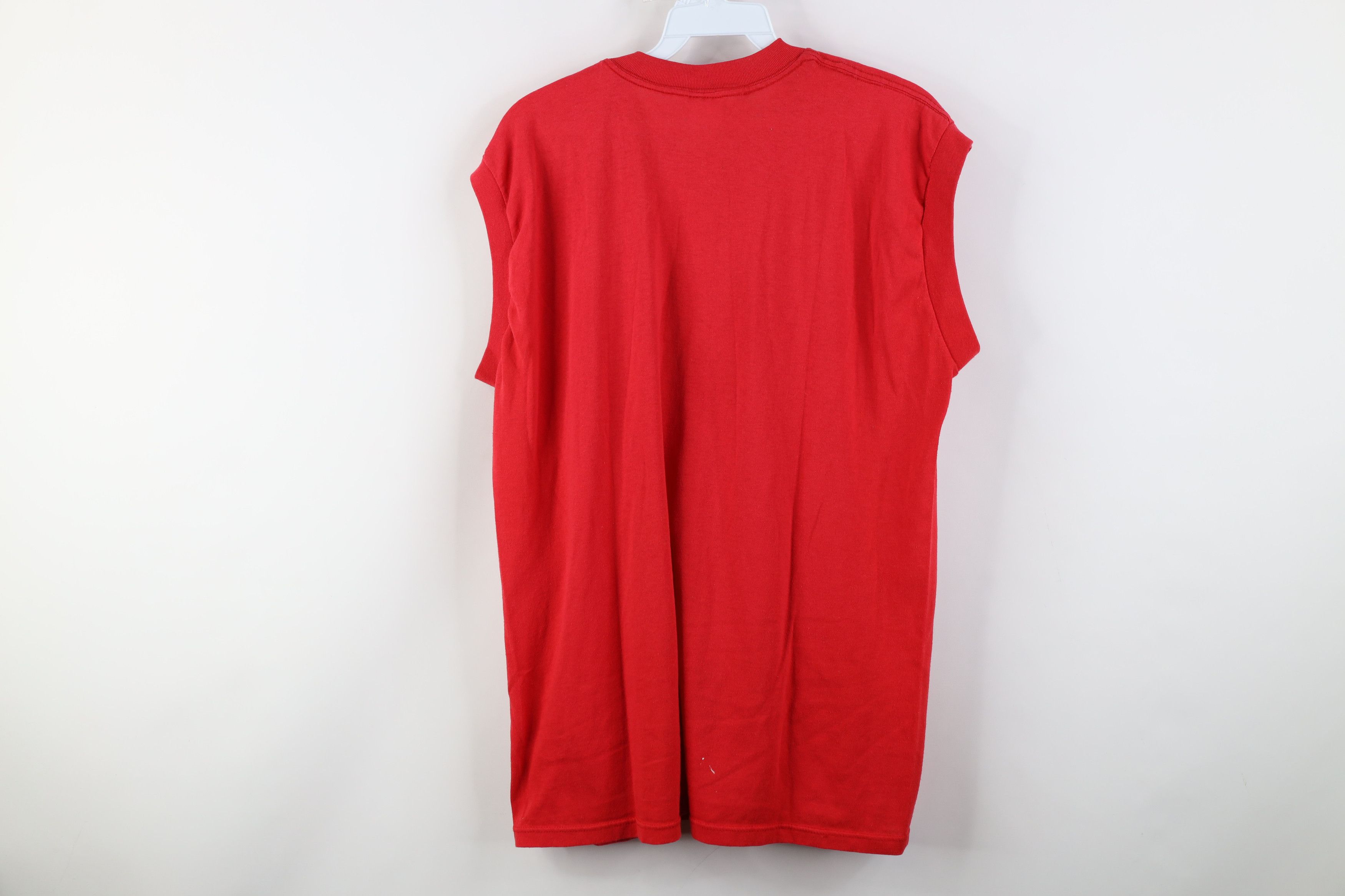 Vintage Vintage 90s Streetwear Blank Sleeveless Muscle T-Shirt Red Size US L / EU 52-54 / 3 - 12 Thumbnail