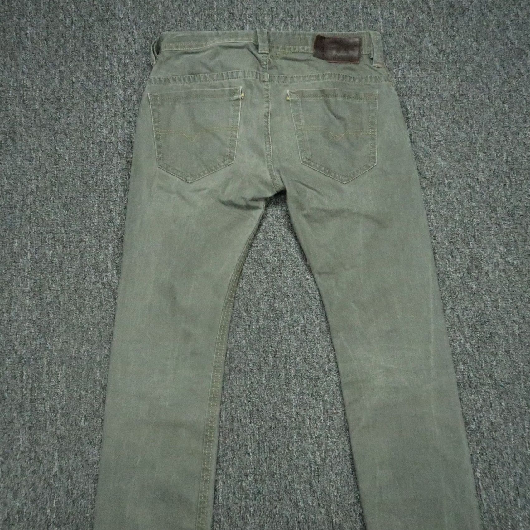 Diesel Diesel Jeans Slim 5-Pocket Denim Mens 29x32 Olive Green Thavar Skinny Regular Inseam 32 Size US 29 - 5 Thumbnail